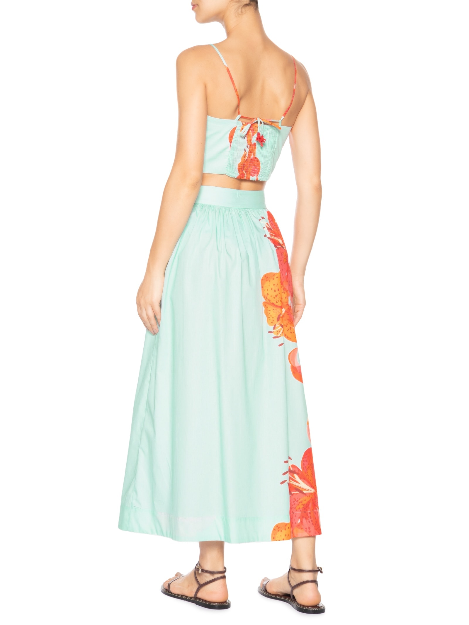 Conjunto Feminino Tricoline Estampa Lírios Azul Dress To