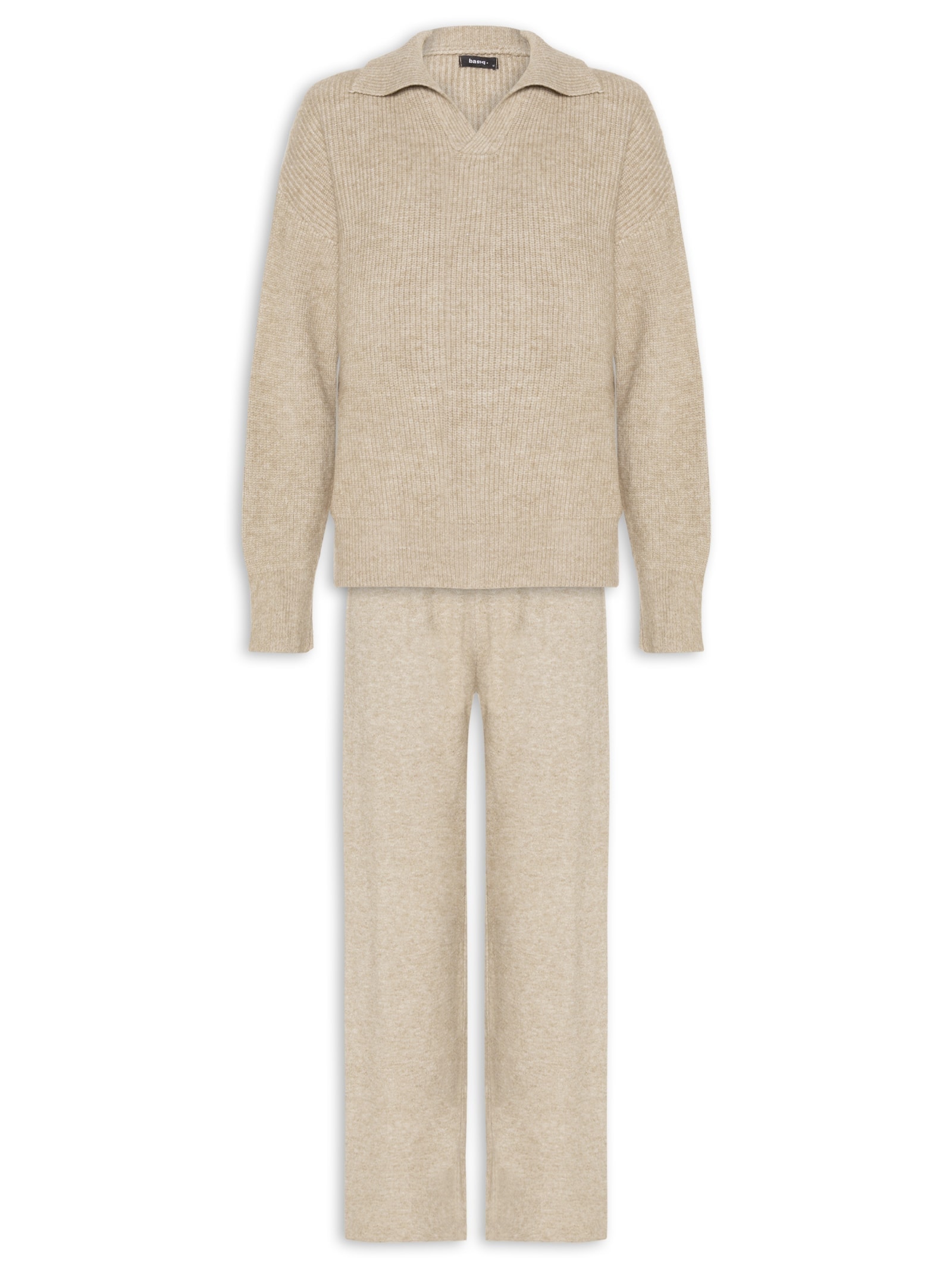 Conjunto Feminino Tricot Comfy Bege Basiq