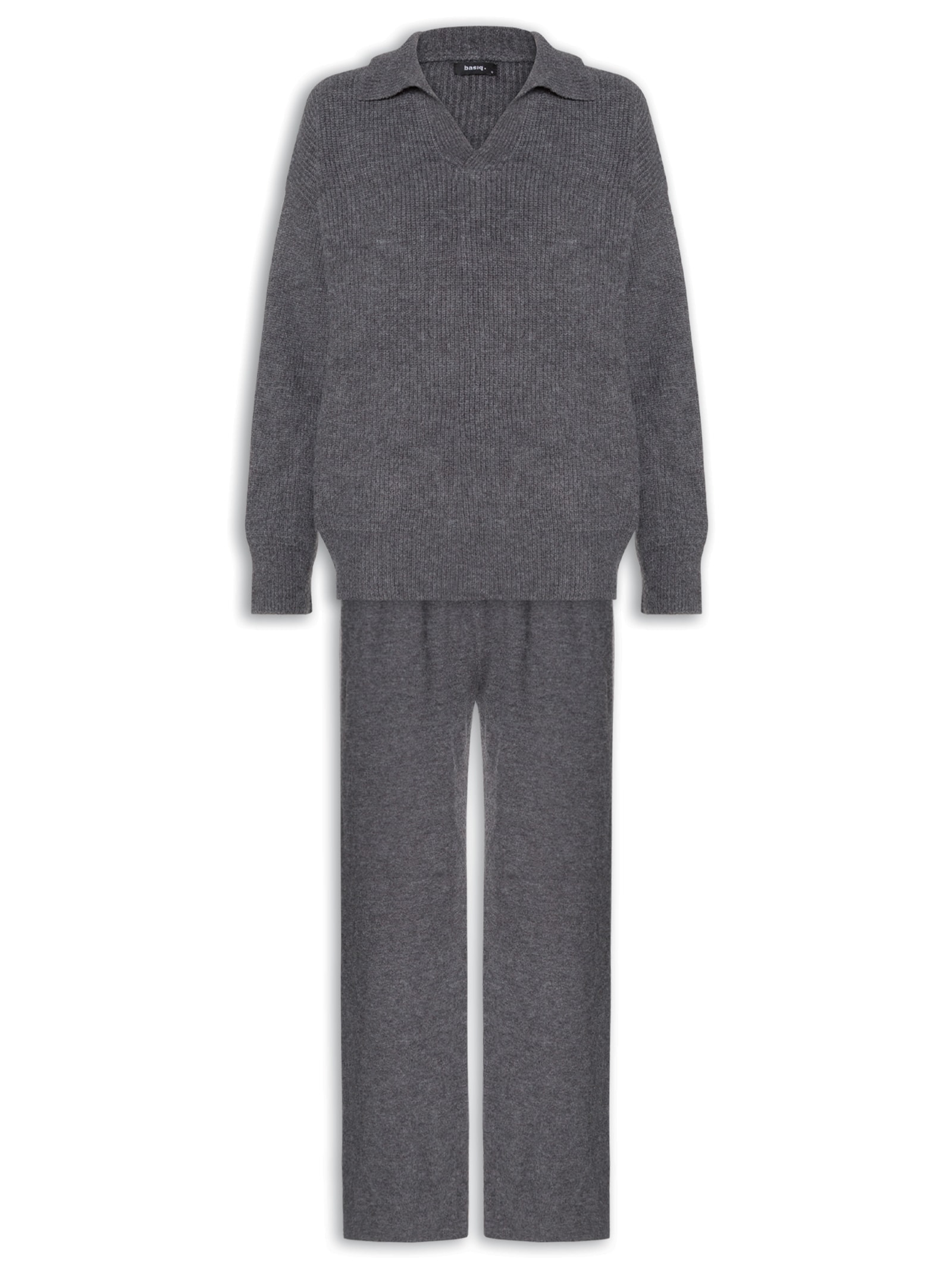 Conjunto Feminino Tricot Comfy Cinza Basiq