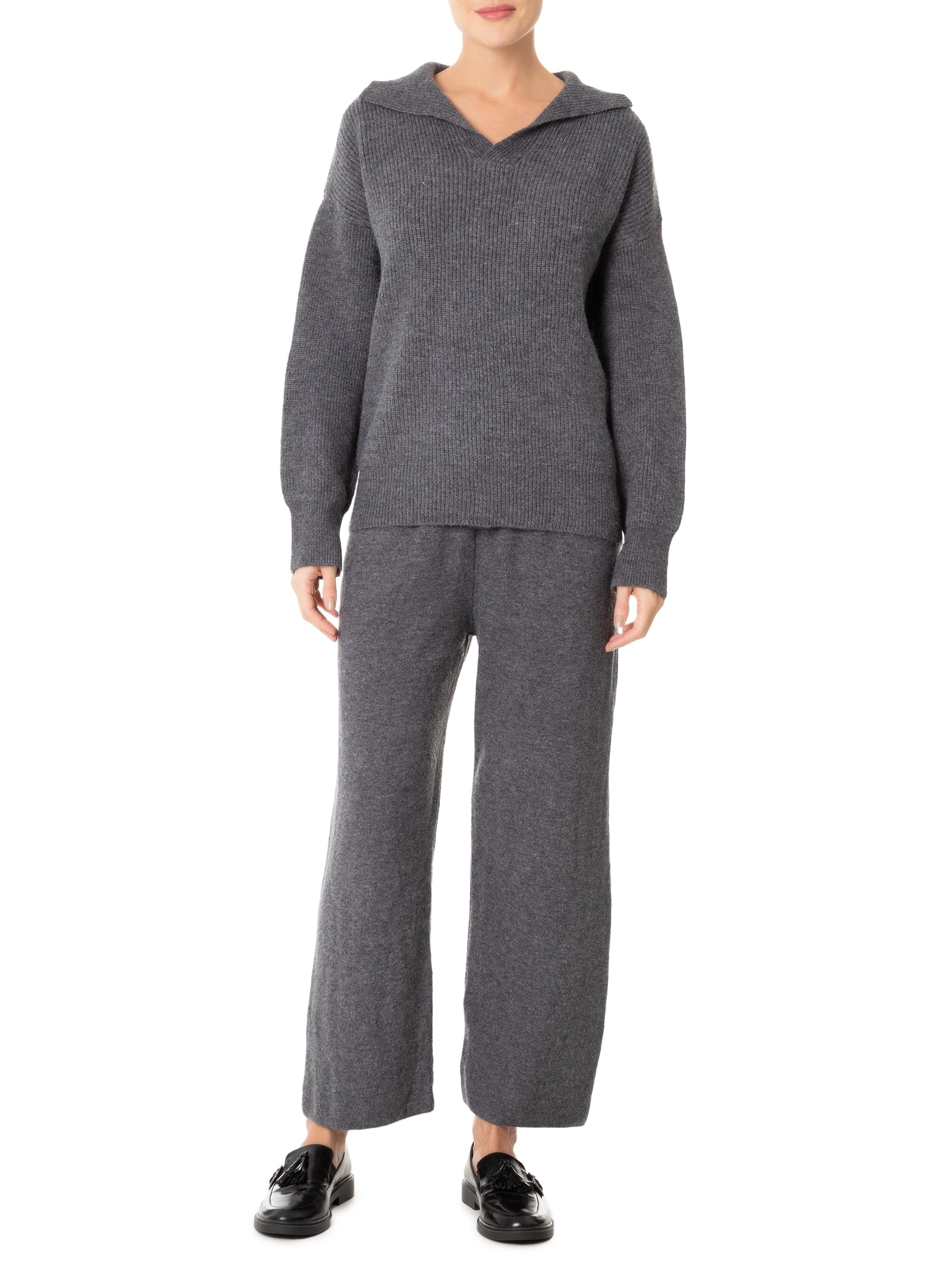 Conjunto Feminino Tricot Comfy Cinza Basiq