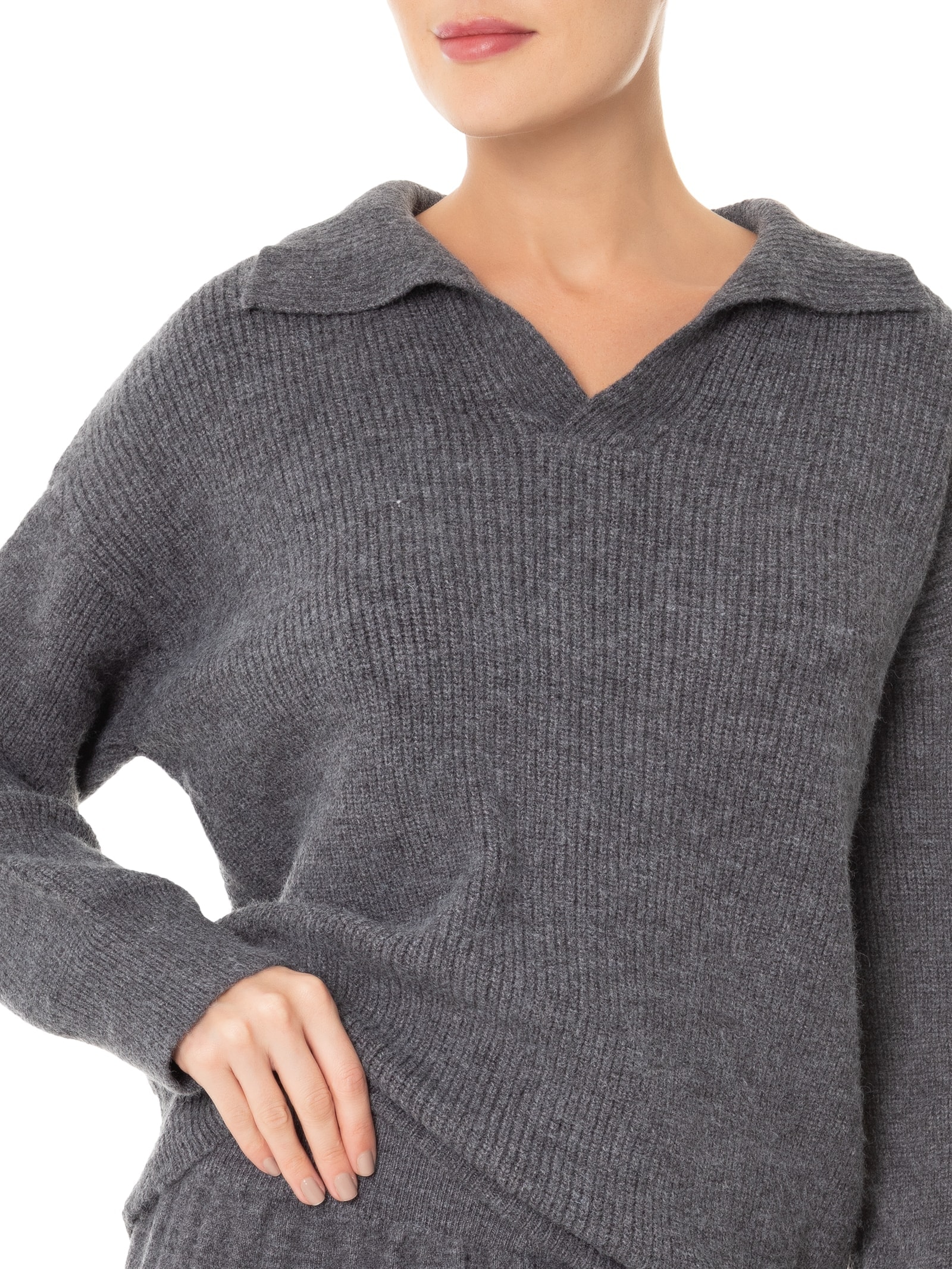 Conjunto Feminino Tricot Comfy Cinza Basiq