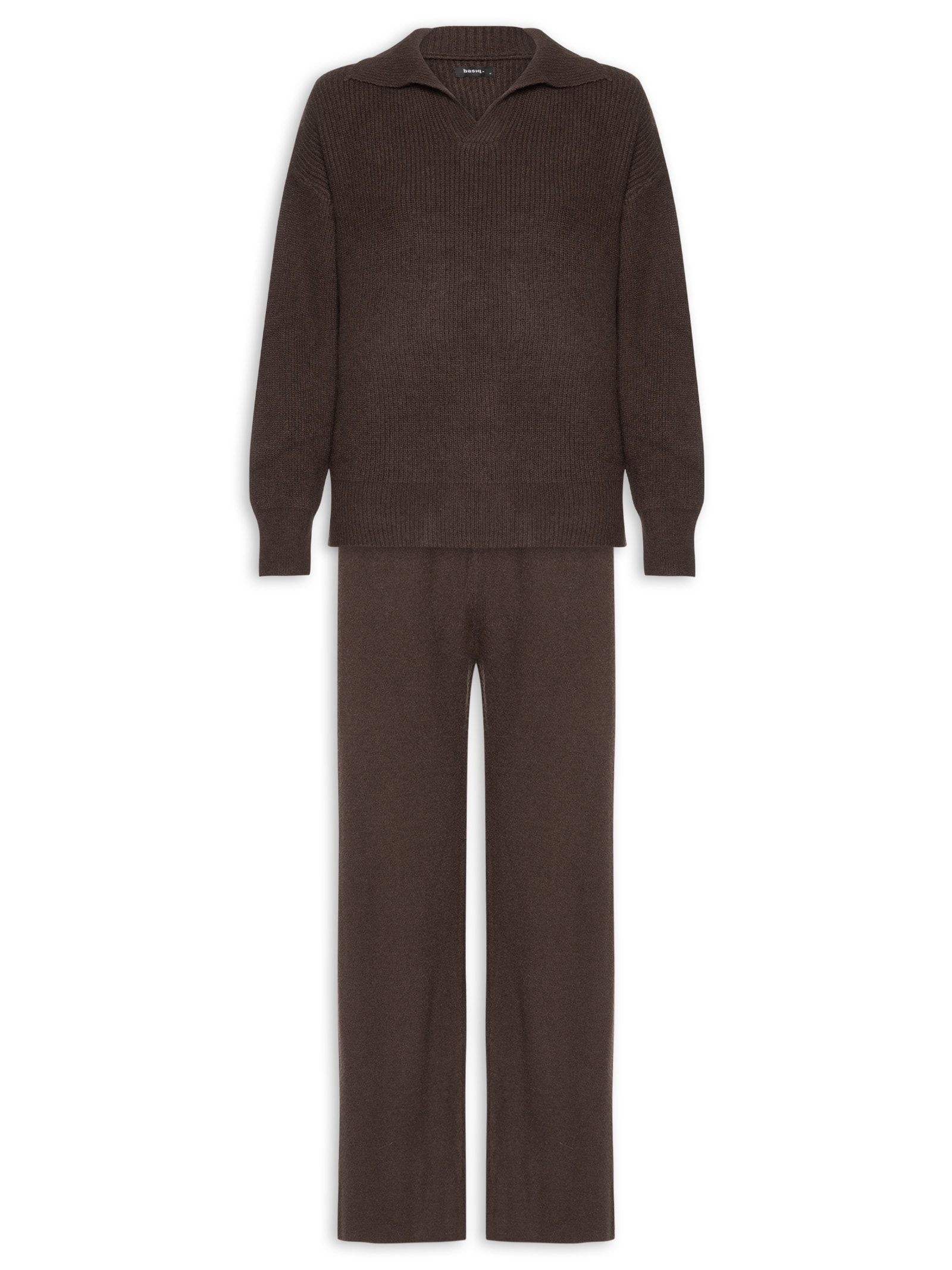 Conjunto Feminino Tricot Comfy Marrom Basiq