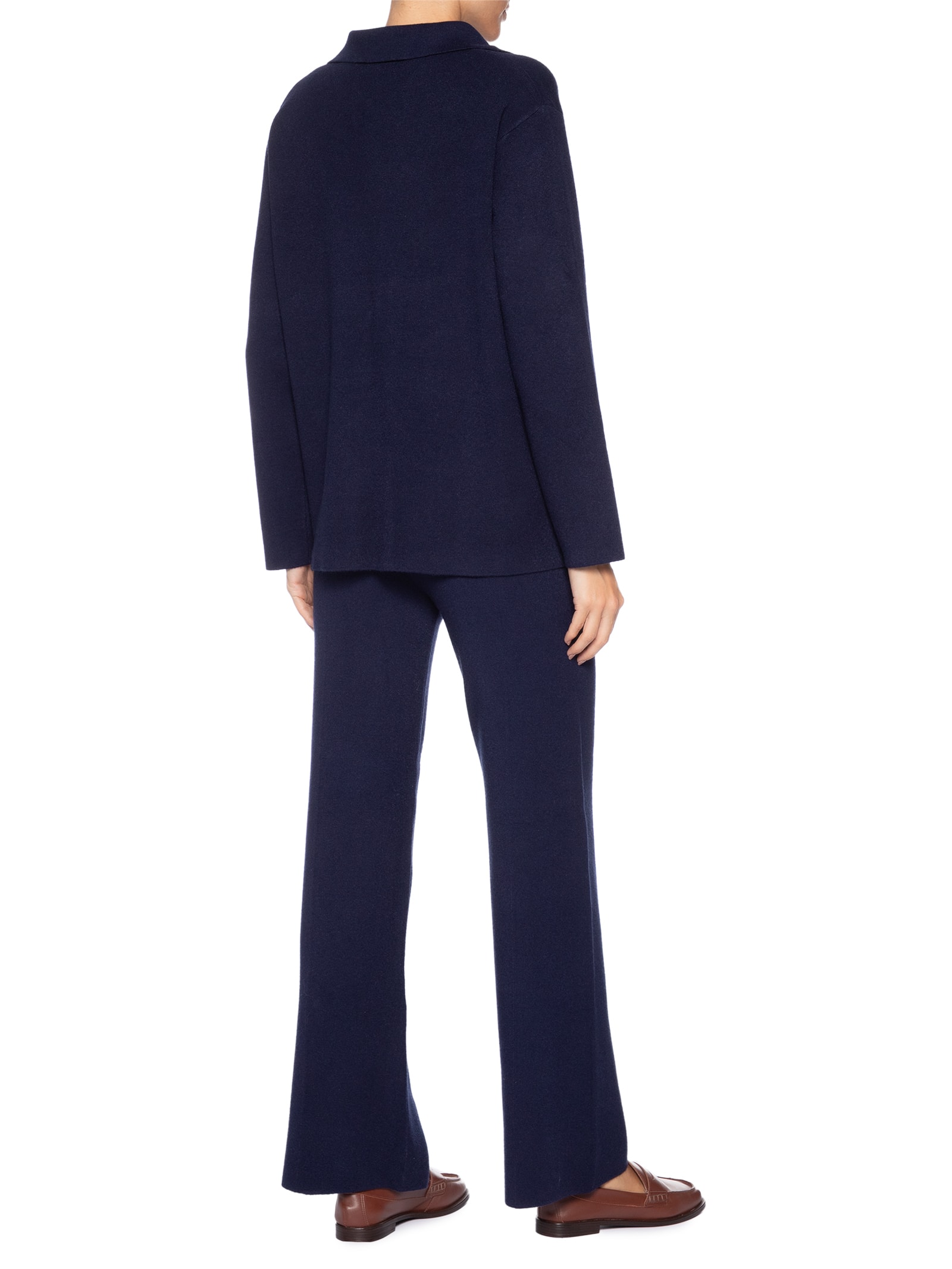 Conjunto Feminino Tricot Gola Polo – Azul Basiq