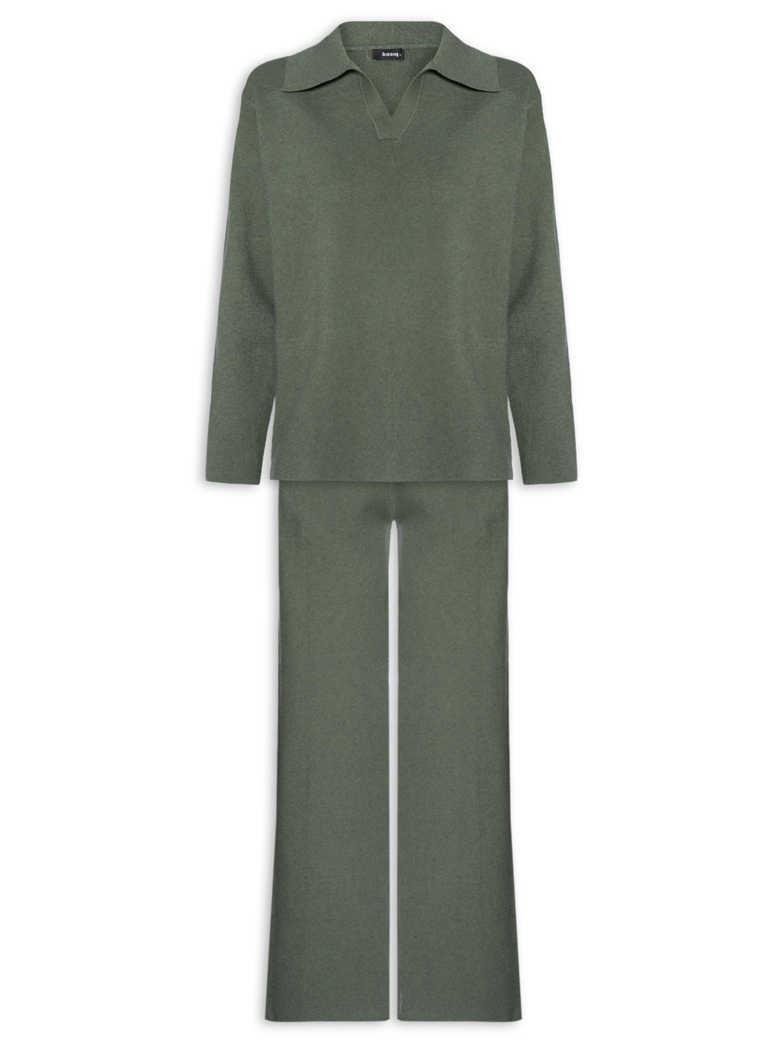 Conjunto Feminino Tricot Gola Polo – Verde Basiq