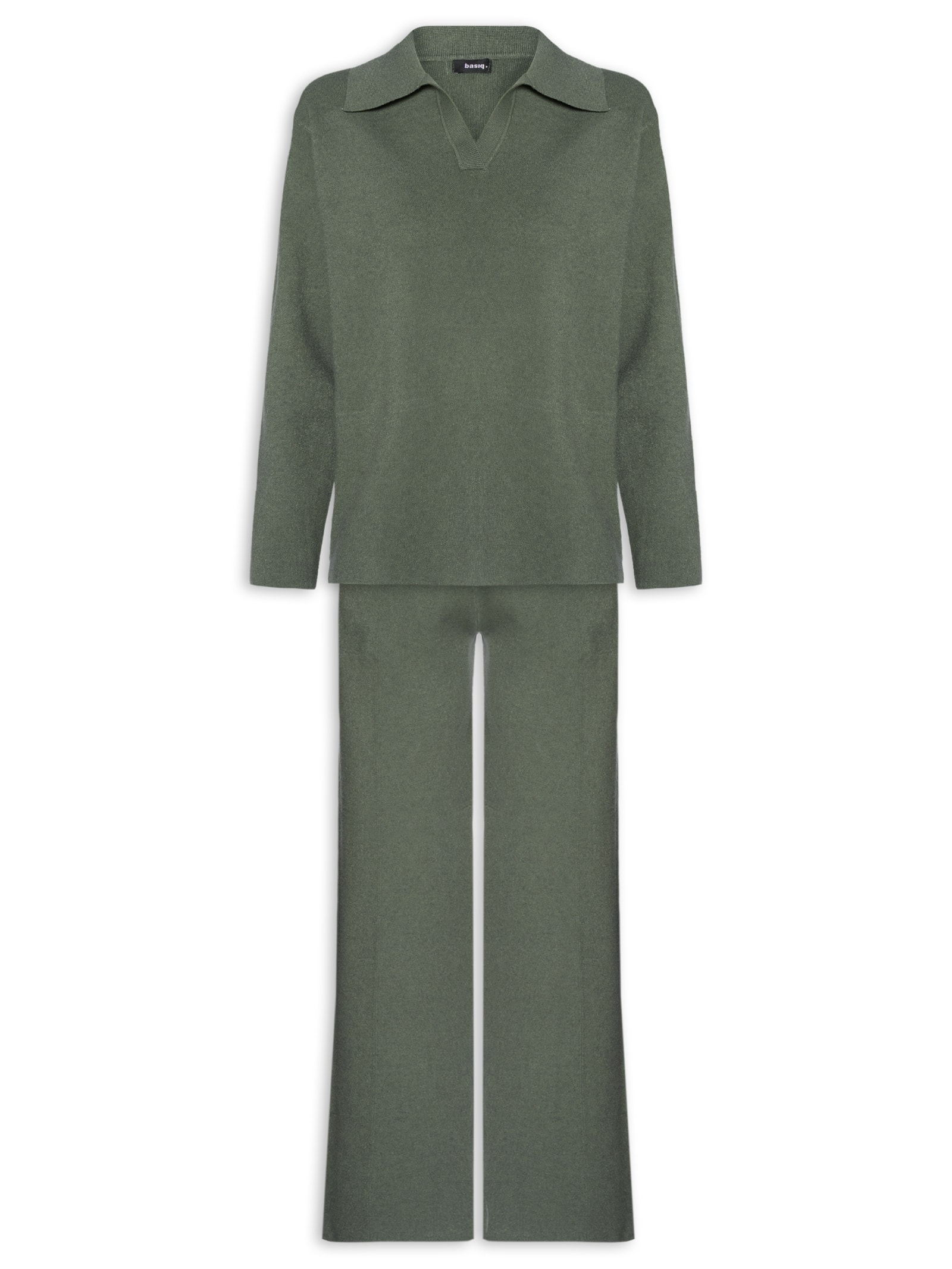Conjunto Feminino Tricot Gola Polo – Verde Basiq