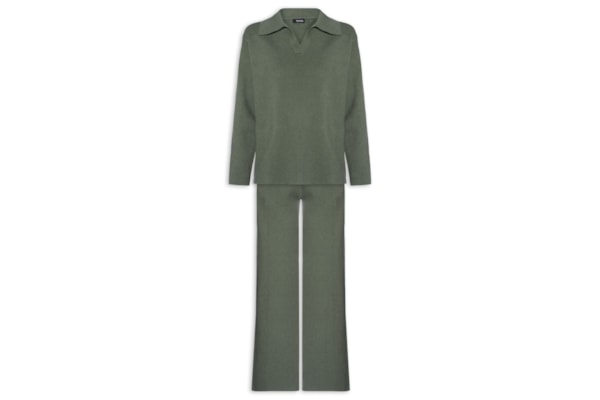 Conjunto Feminino Tricot Gola Polo – Verde