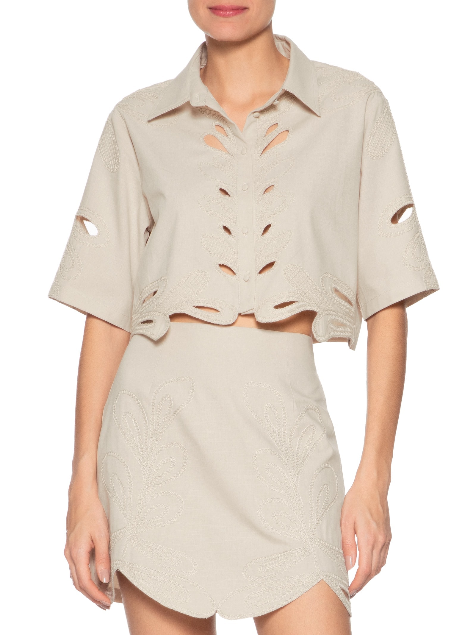 Conjunto Feminino Vazado Bege Market 33