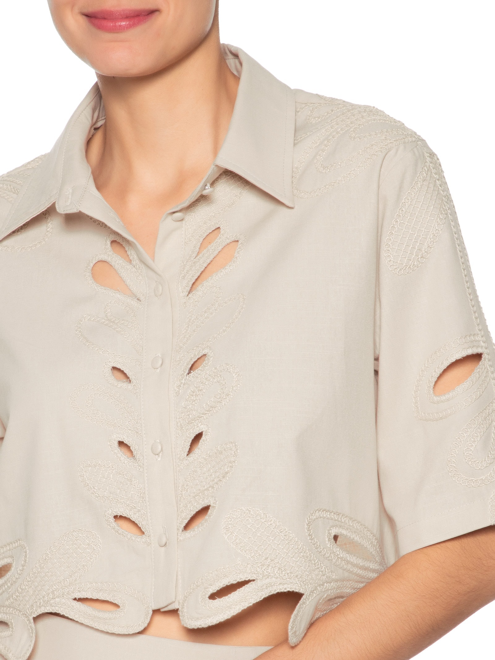 Conjunto Feminino Vazado Bege Market 33