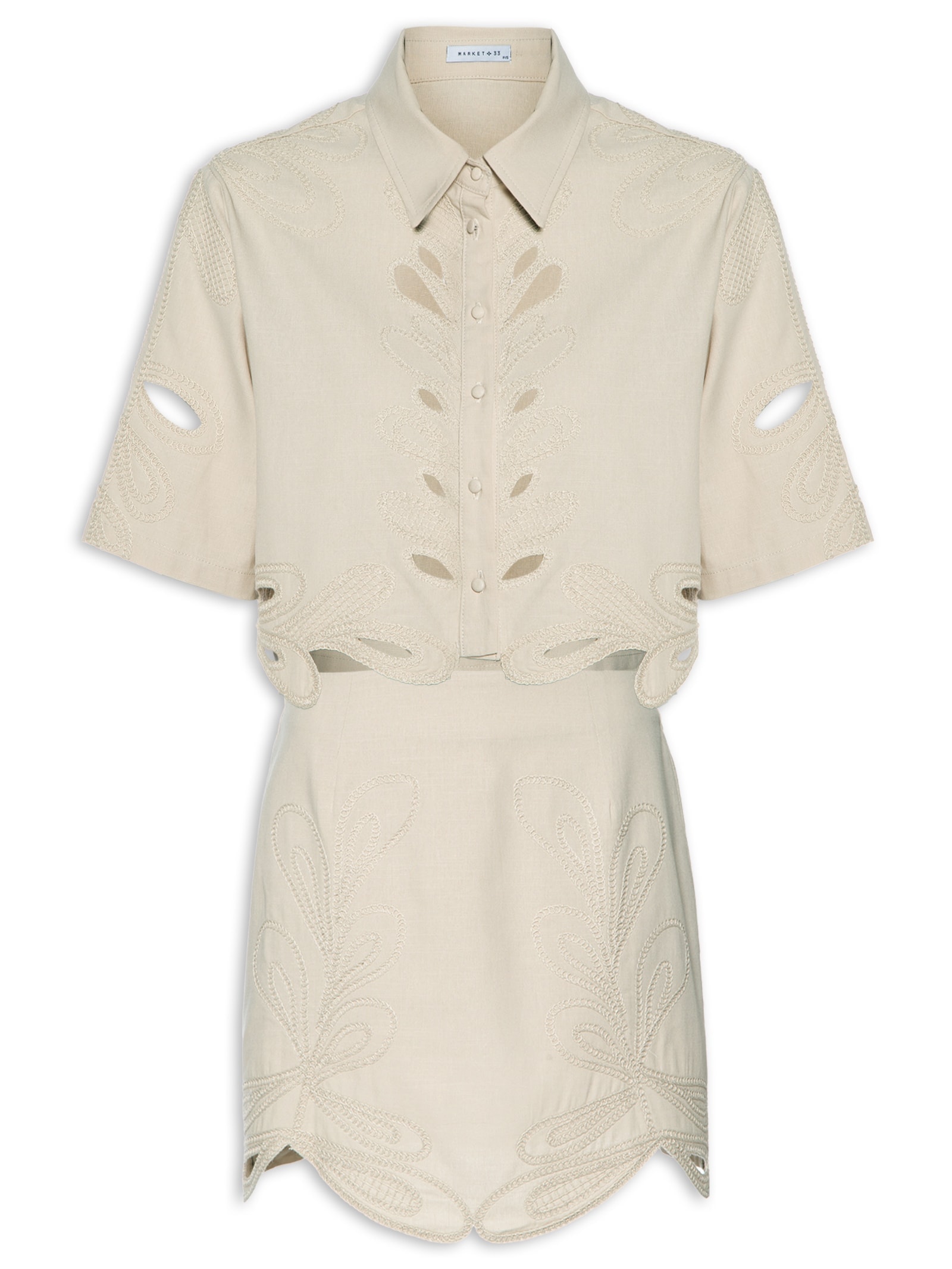 Conjunto Feminino Vazado Bege Market 33