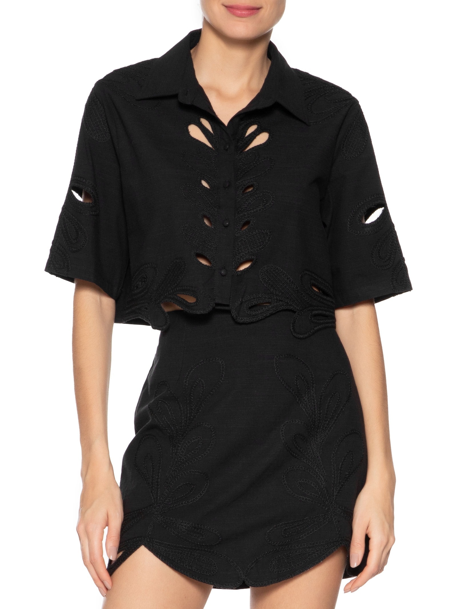 Conjunto Feminino Vazado Preto Market 33