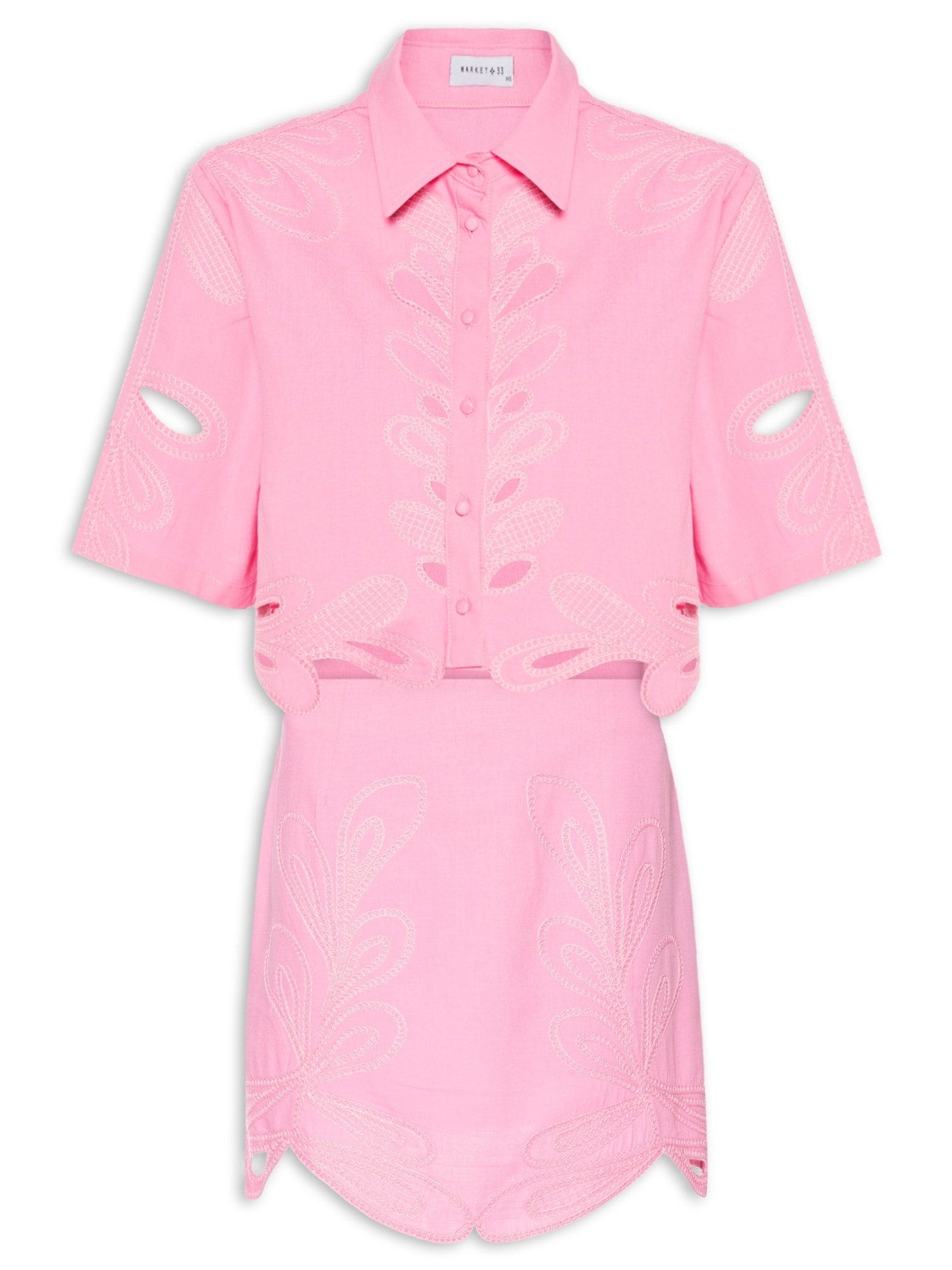 Conjunto Feminino Vazado Rosa Market 33