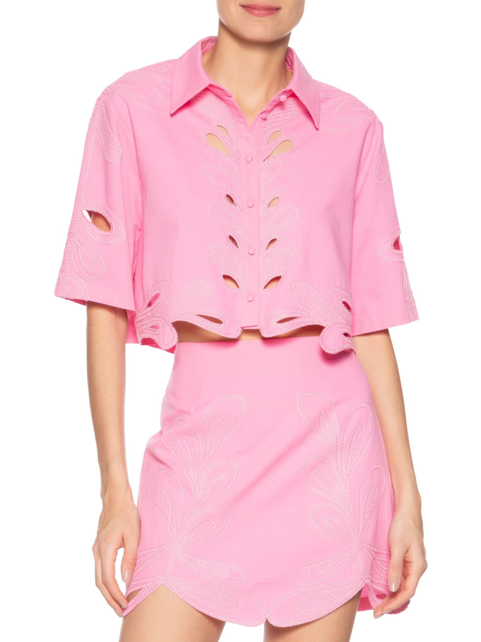 Conjunto Feminino Vazado Rosa Market 33