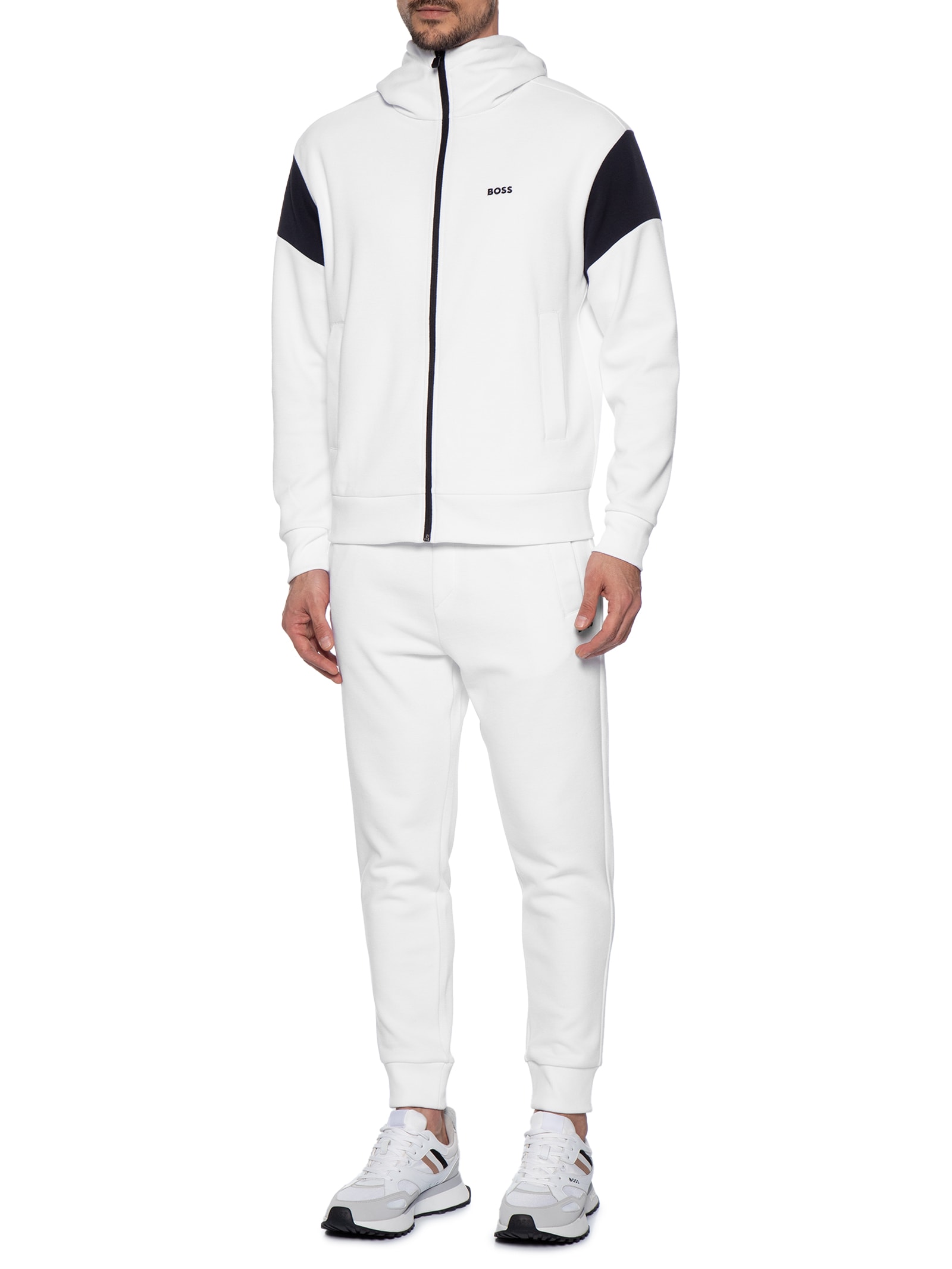 Conjunto Masculino Agasalho Sw Track Suit Set Branco Boss