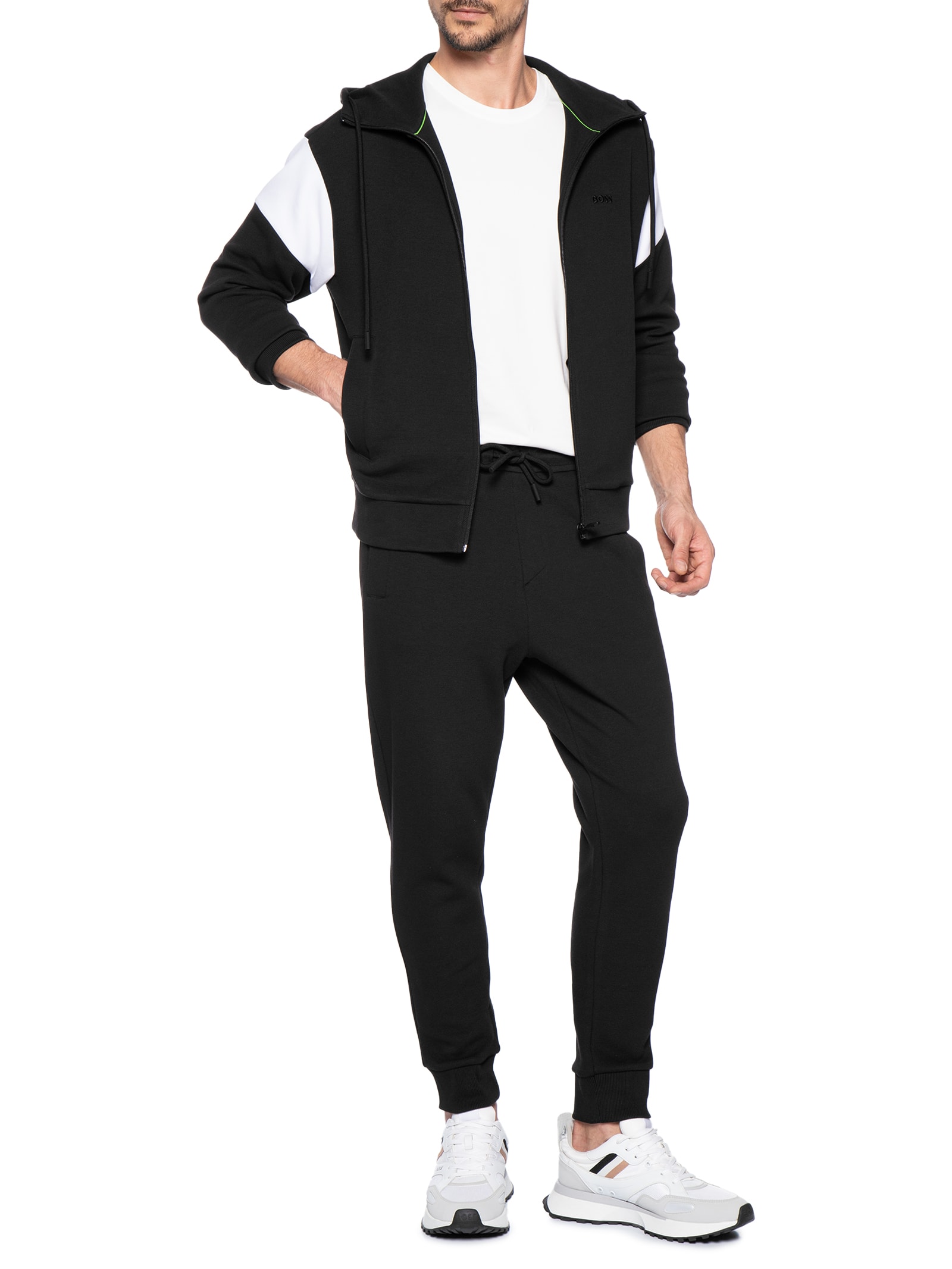 Conjunto Masculino Agasalho Sw Track Suit Set Preto Boss