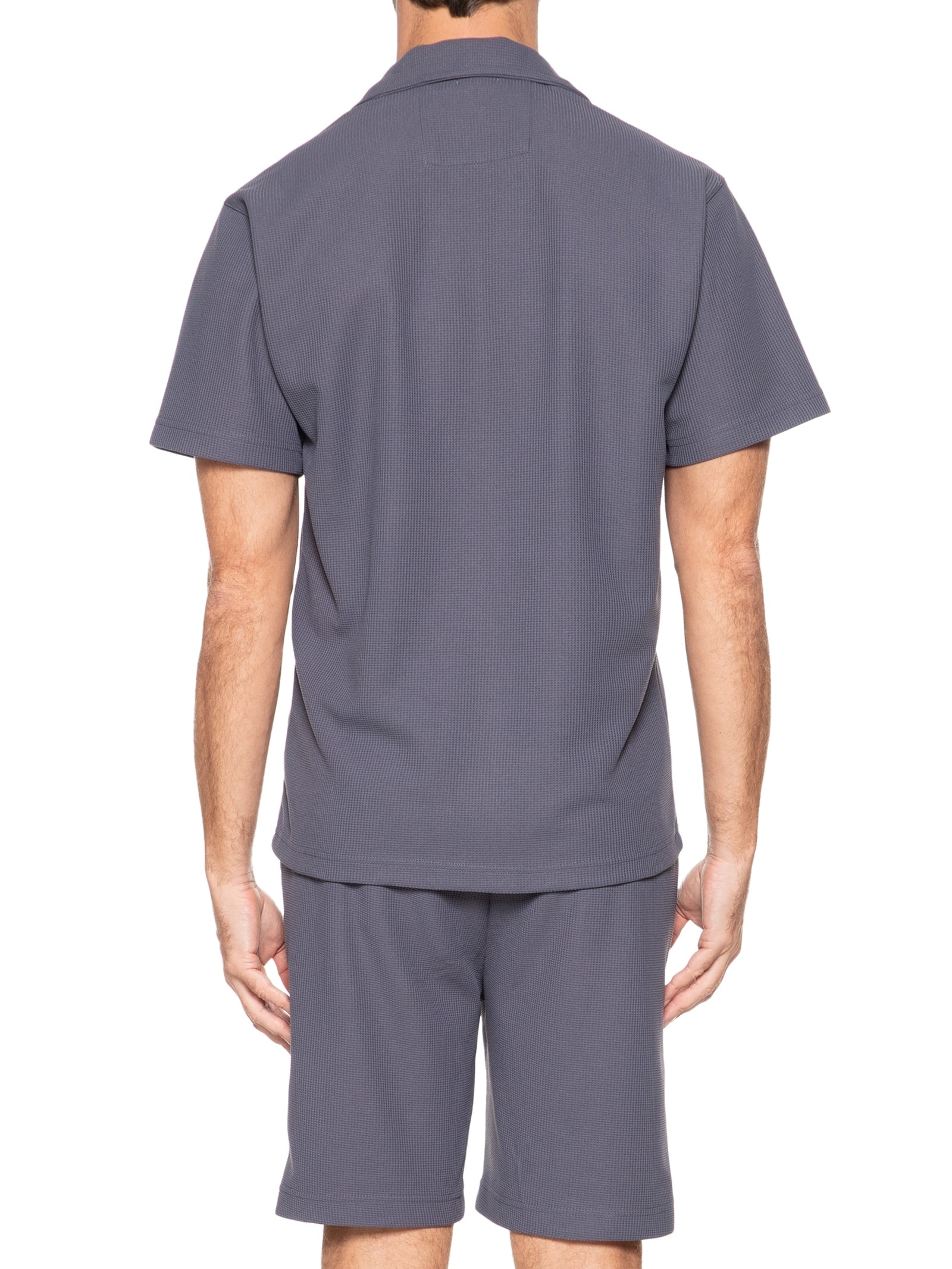 Conjunto Masculino Básico Camisa Manga Curta e Short Azul Basiq Men