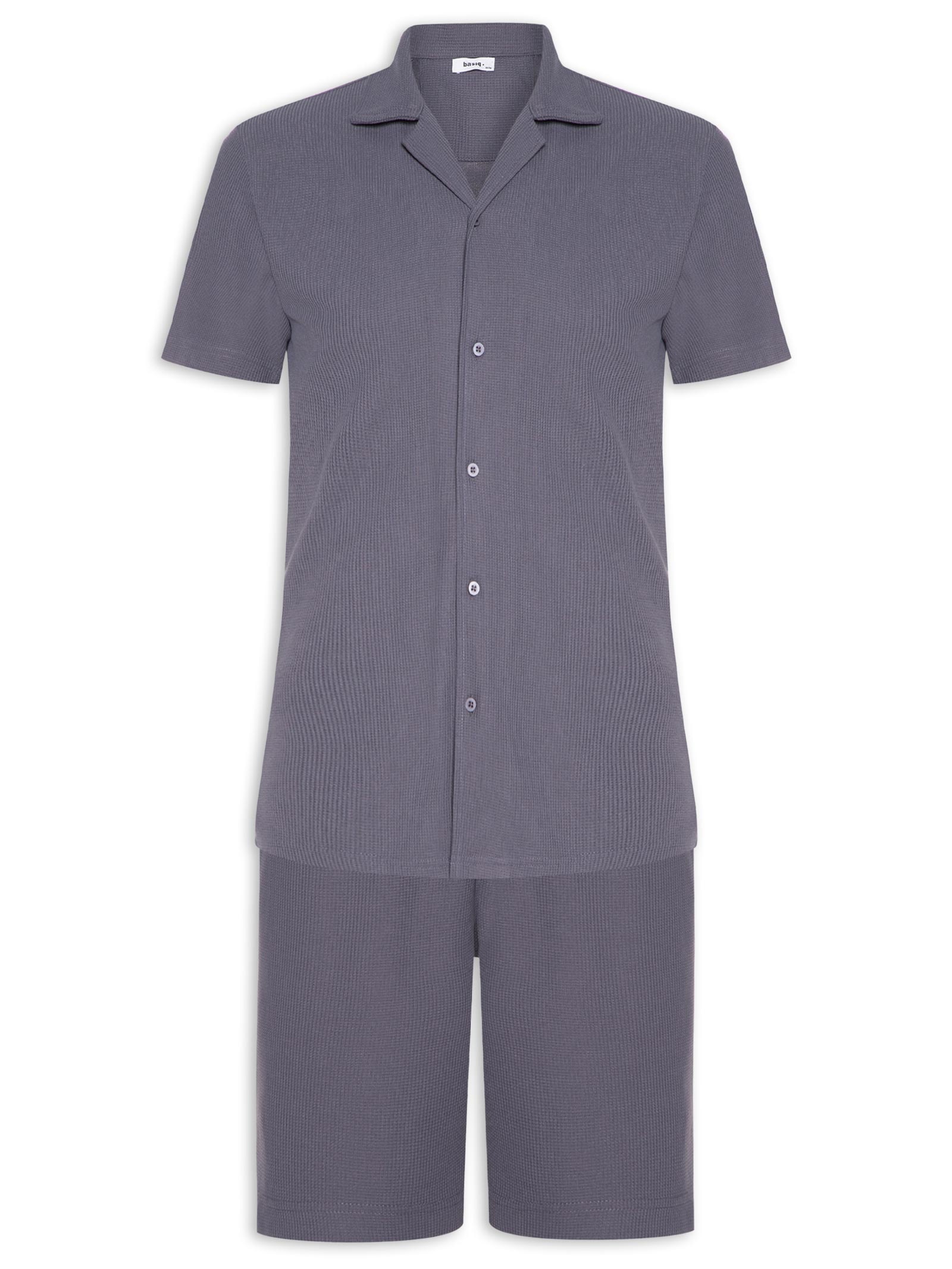 Conjunto Masculino Básico Camisa Manga Curta e Short Azul Basiq Men