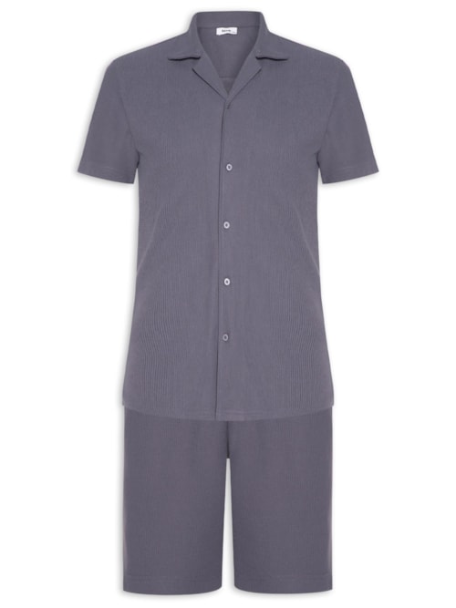 Conjunto Masculino Básico Camisa Manga Curta e Short – Azul