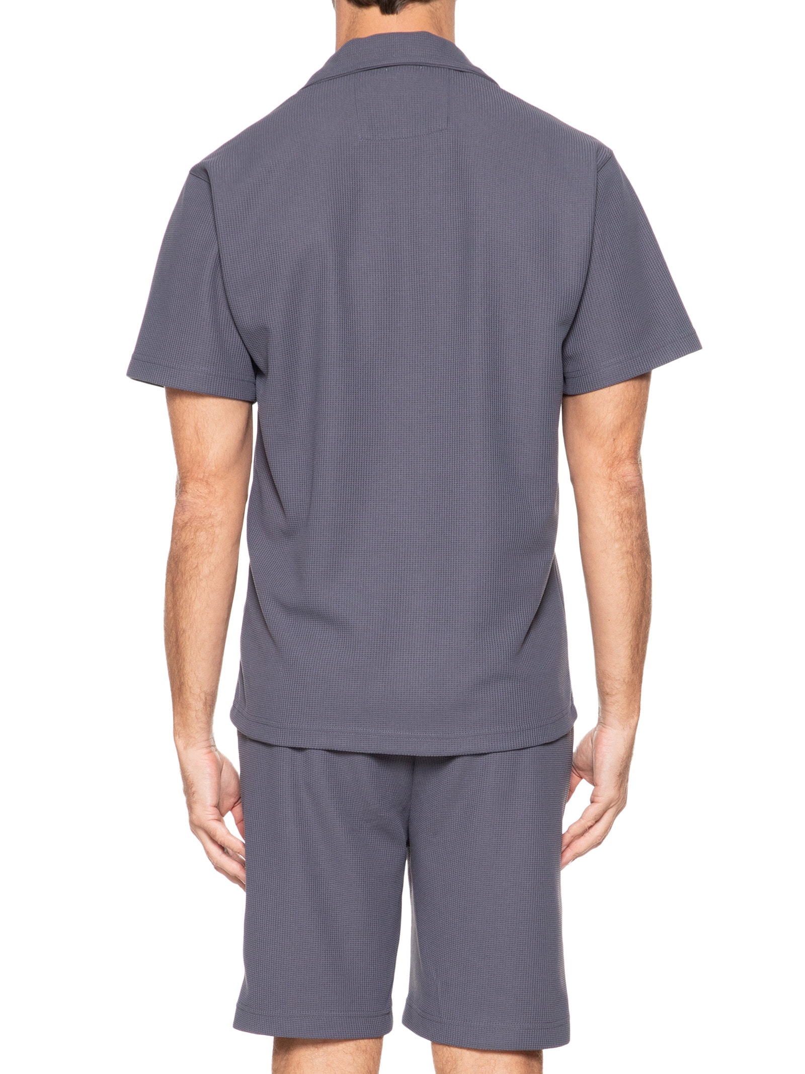 Conjunto Masculino Básico Camisa Manga Curta e Short Azul Basiq Men