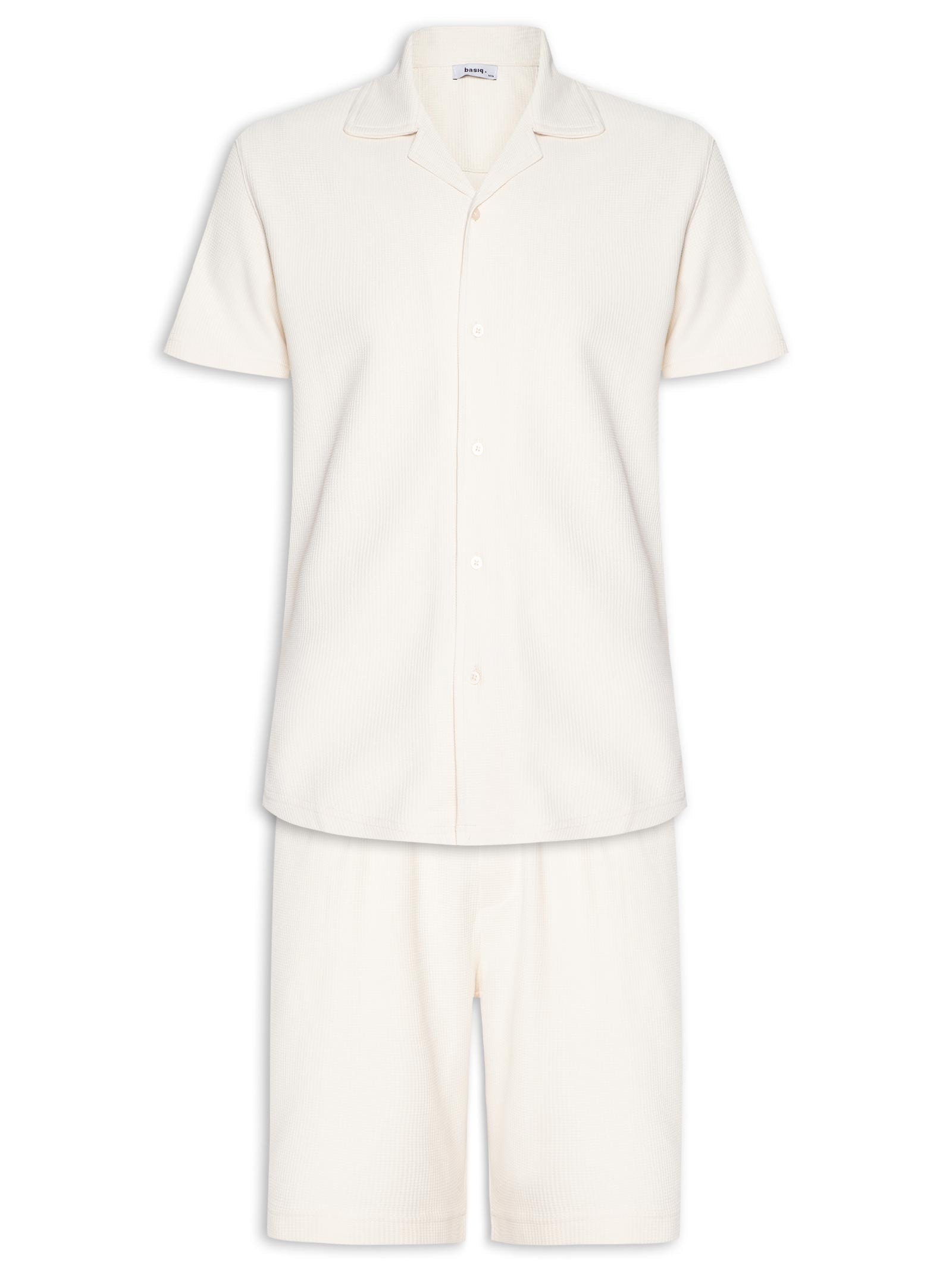 Conjunto Masculino Básico Camisa Manga Curta e Short Off White Basiq Men