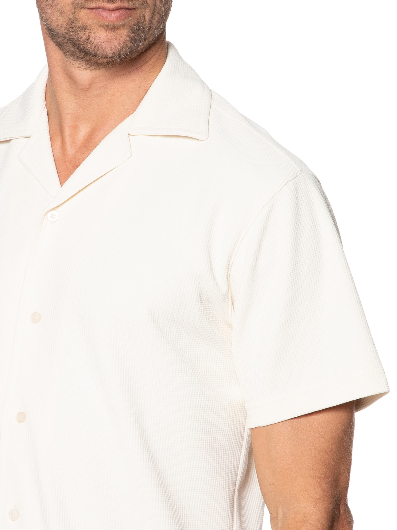 Conjunto Masculino Básico Camisa Manga Curta e Short Off White Basiq Men