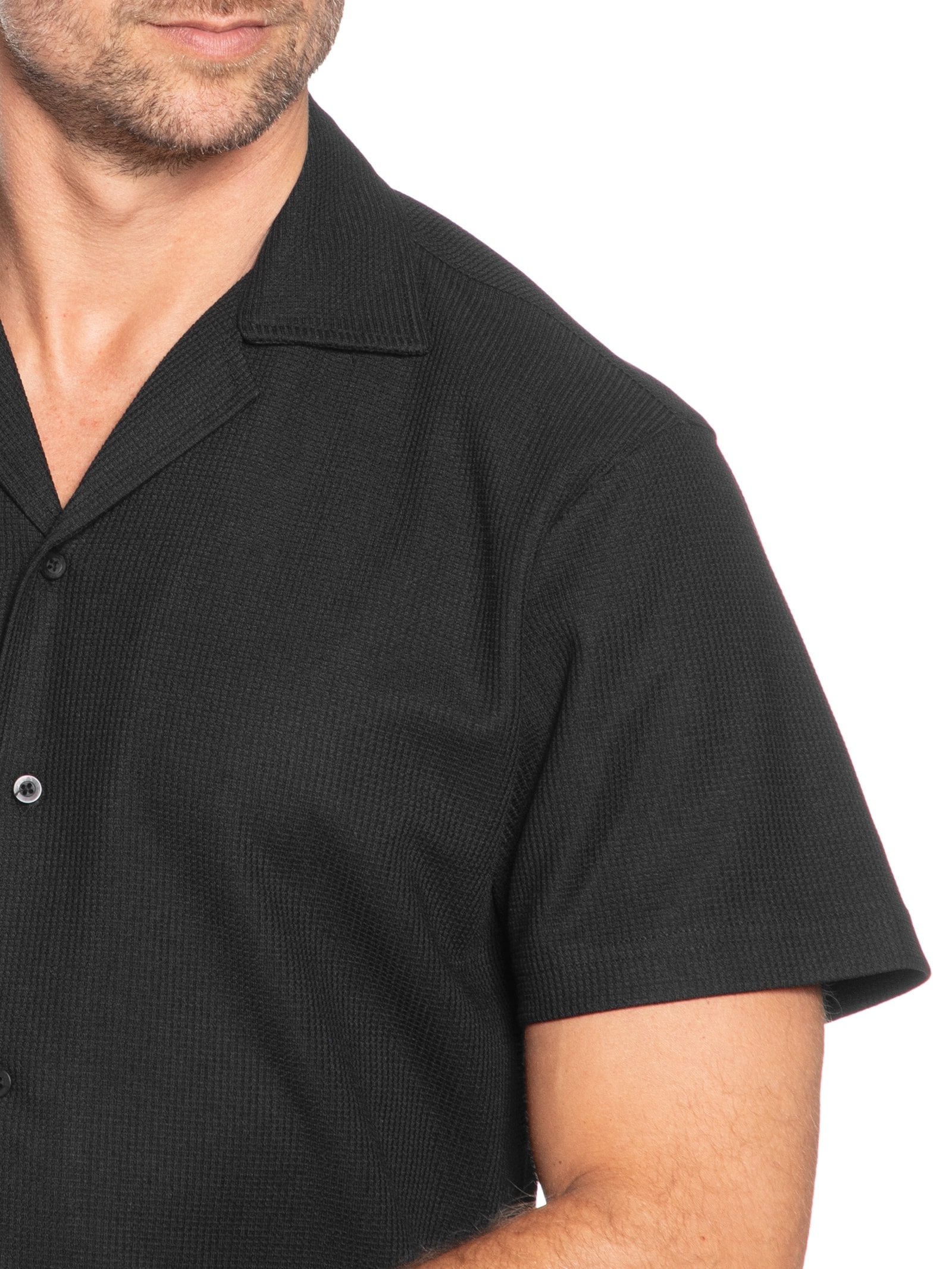 Conjunto Masculino Básico Camisa Manga Curta e Short Preto Basiq Men