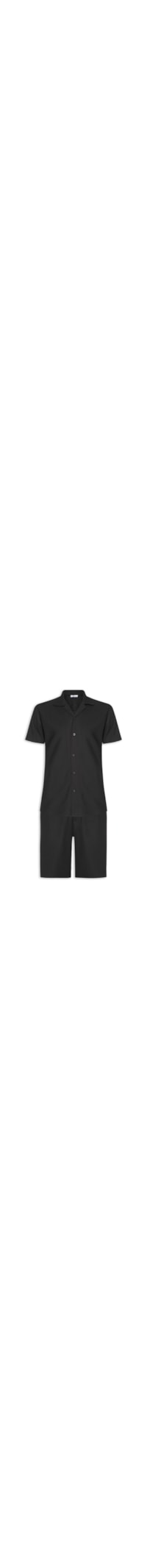 Conjunto Masculino Básico Camisa Manga Curta e Short - Preto