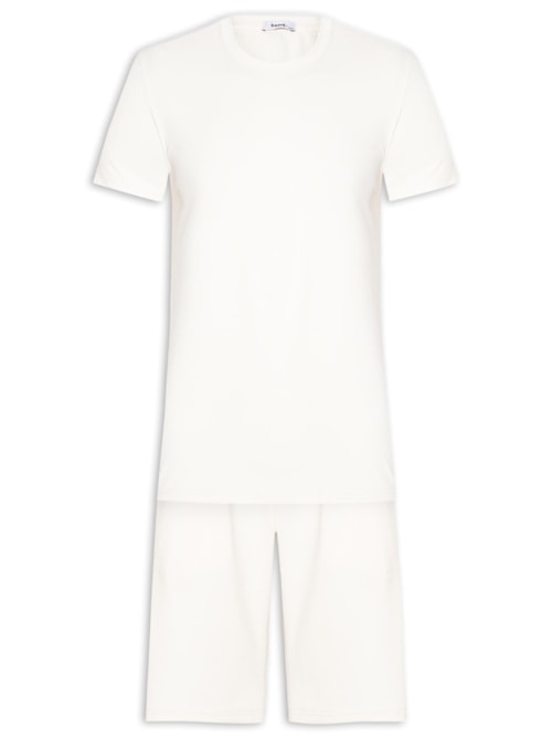 Conjunto Masculino Básico Camiseta E Bermuda – Off White