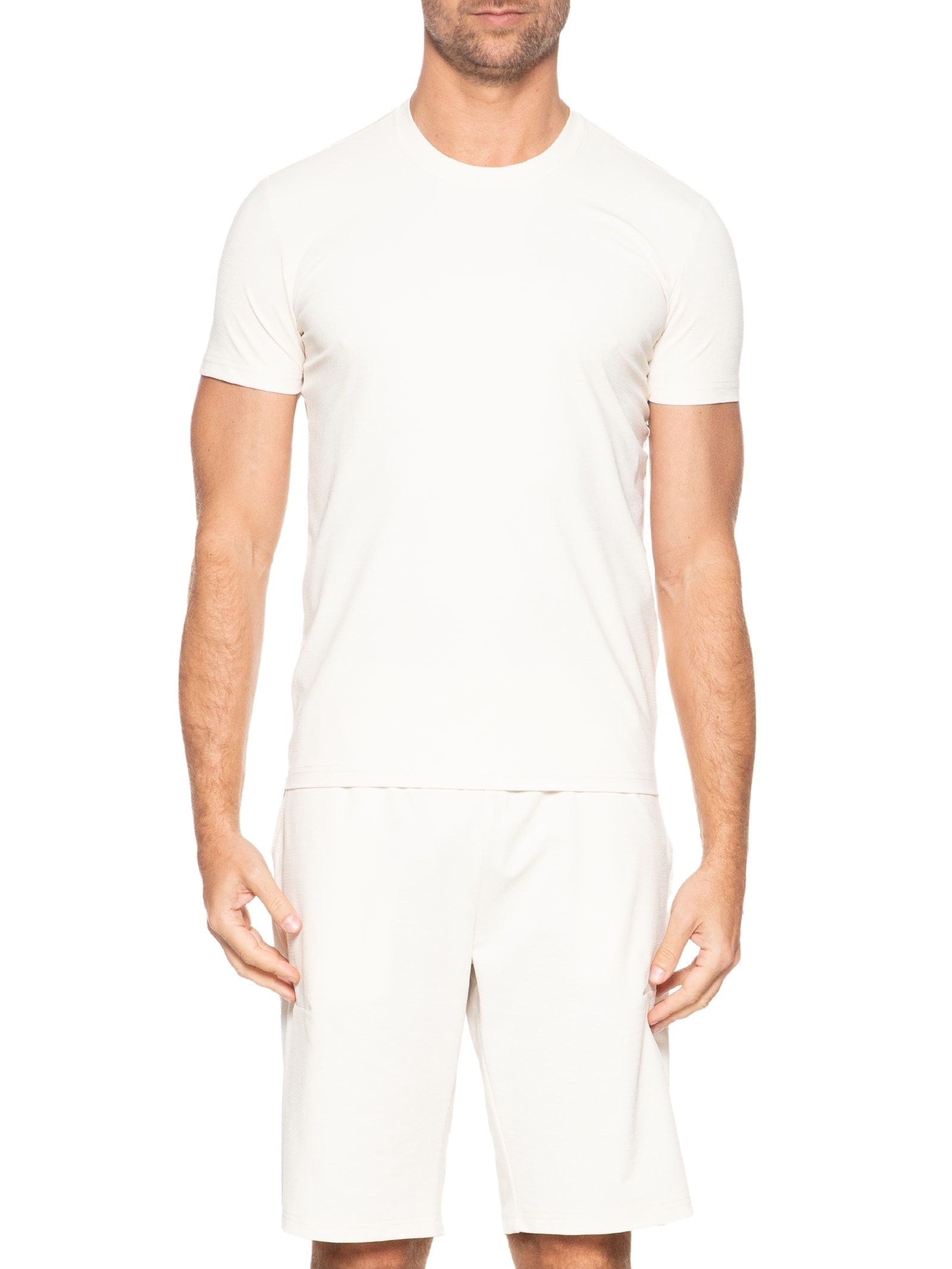 Conjunto Masculino Básico Camiseta E Bermuda Off White Basiq Men
