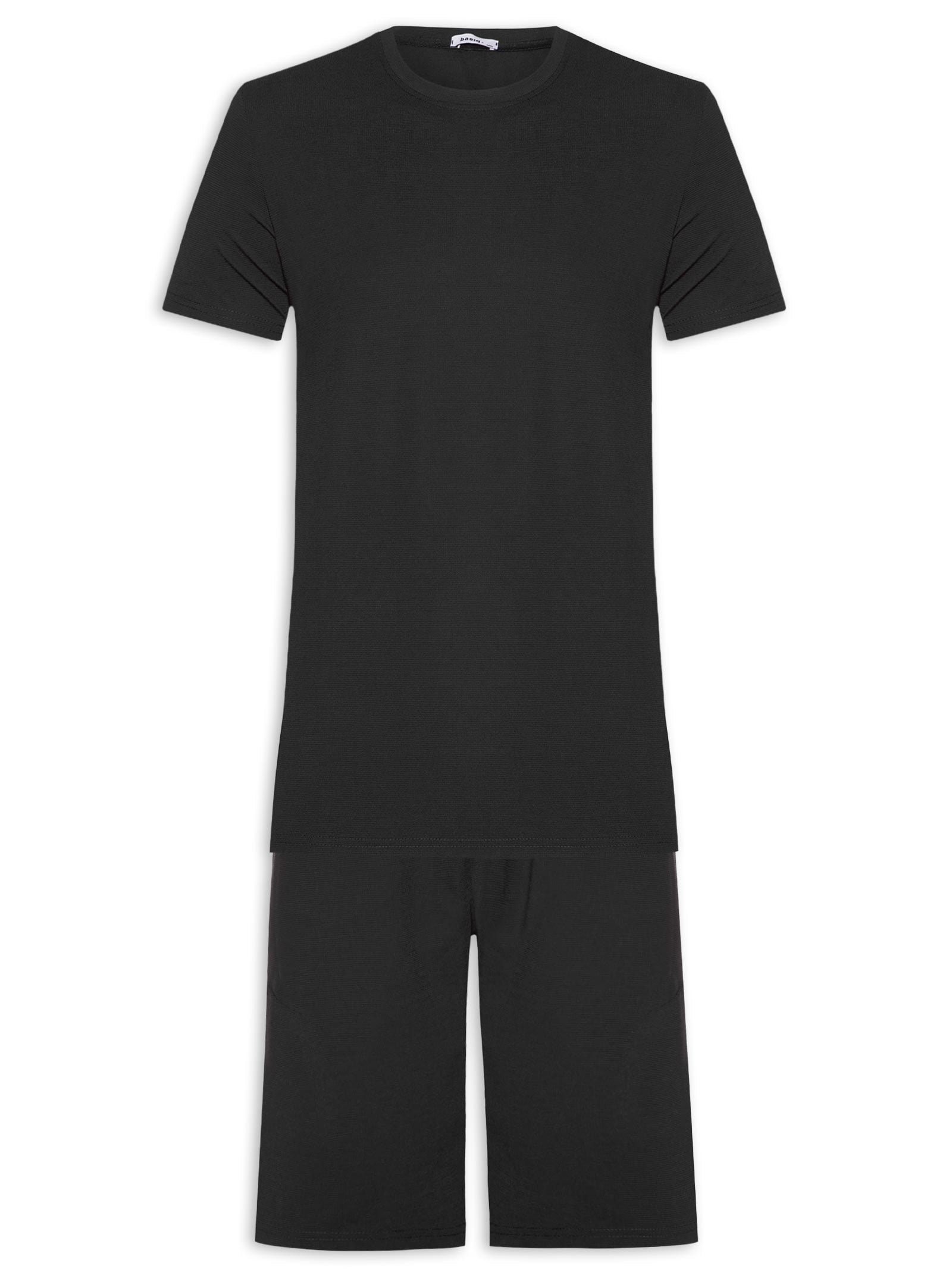 Conjunto Masculino Básico Camiseta E Bermuda Preto Basiq Men