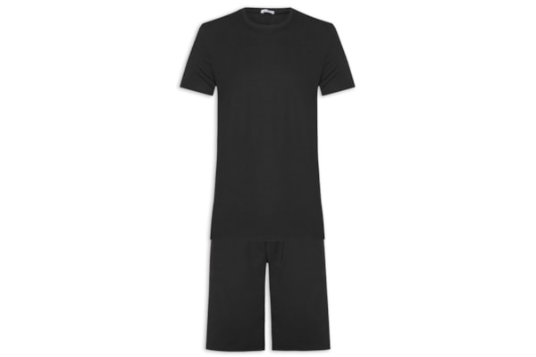Conjunto Masculino Básico Camiseta E Bermuda - Preto