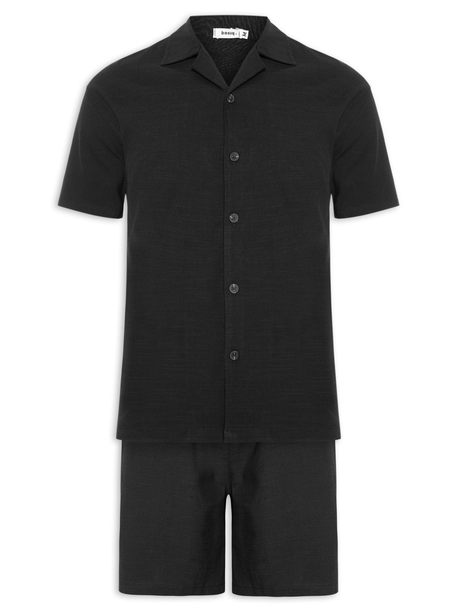 Conjunto Masculino Camisa Com Shorts Preto Basiq Men