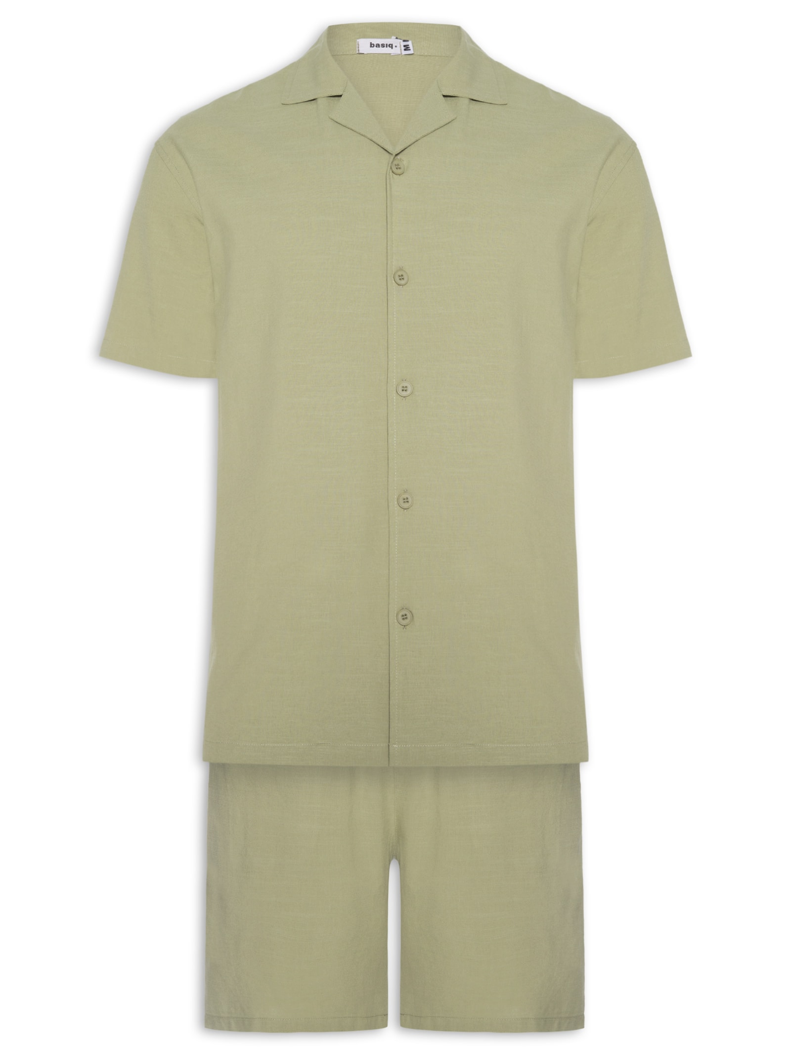 Conjunto Masculino Camisa Com Shorts Verde Basiq Men