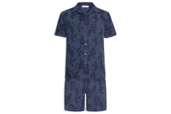 Conjunto Masculino Camisa E Short Estampado - Azul