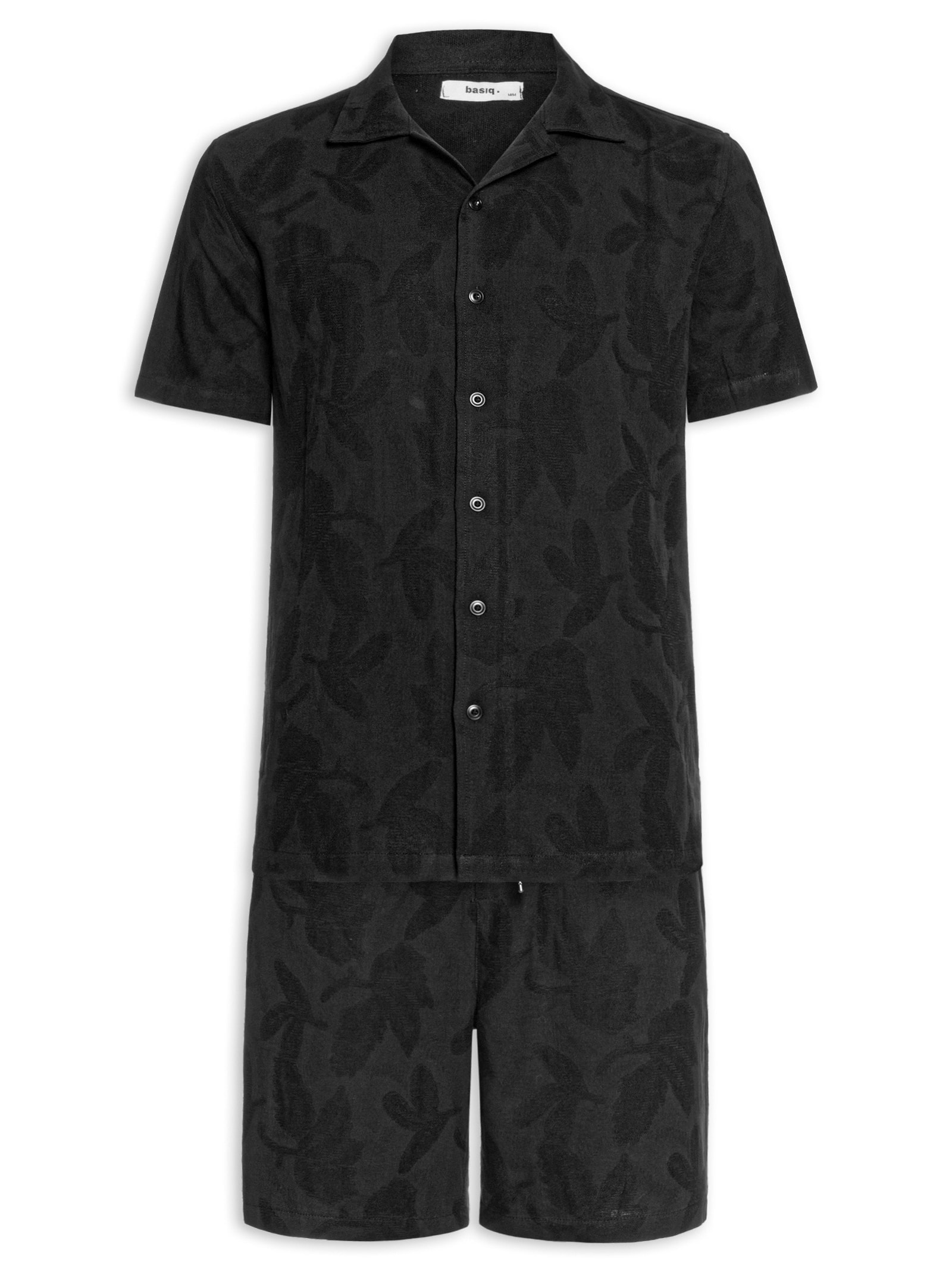 Conjunto Masculino Camisa E Short Estampado Preto Basiq Men