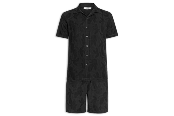 Conjunto Masculino Camisa E Short Estampado - Preto
