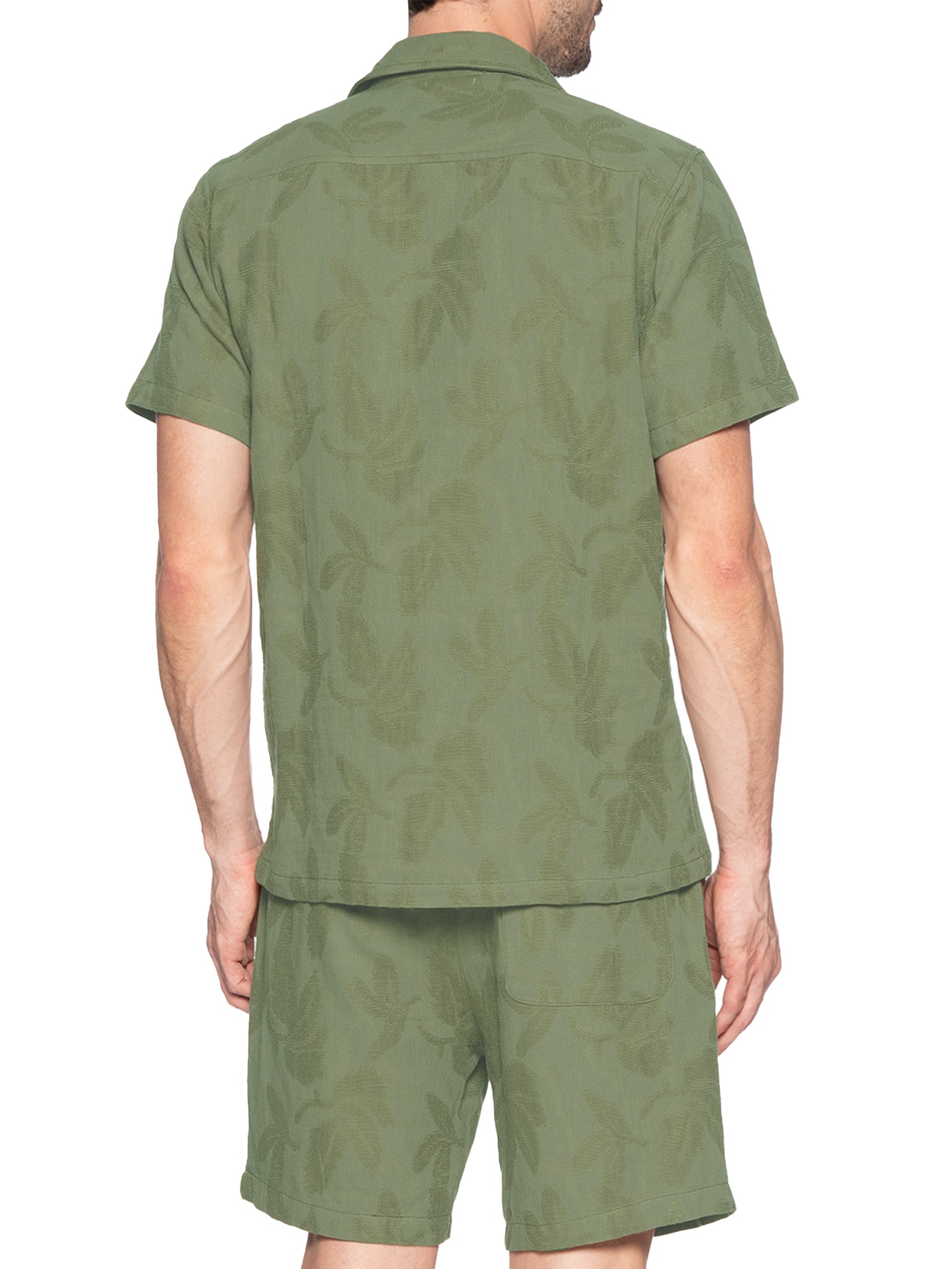 Conjunto Masculino Camisa E Short Estampado Verde Basiq Men