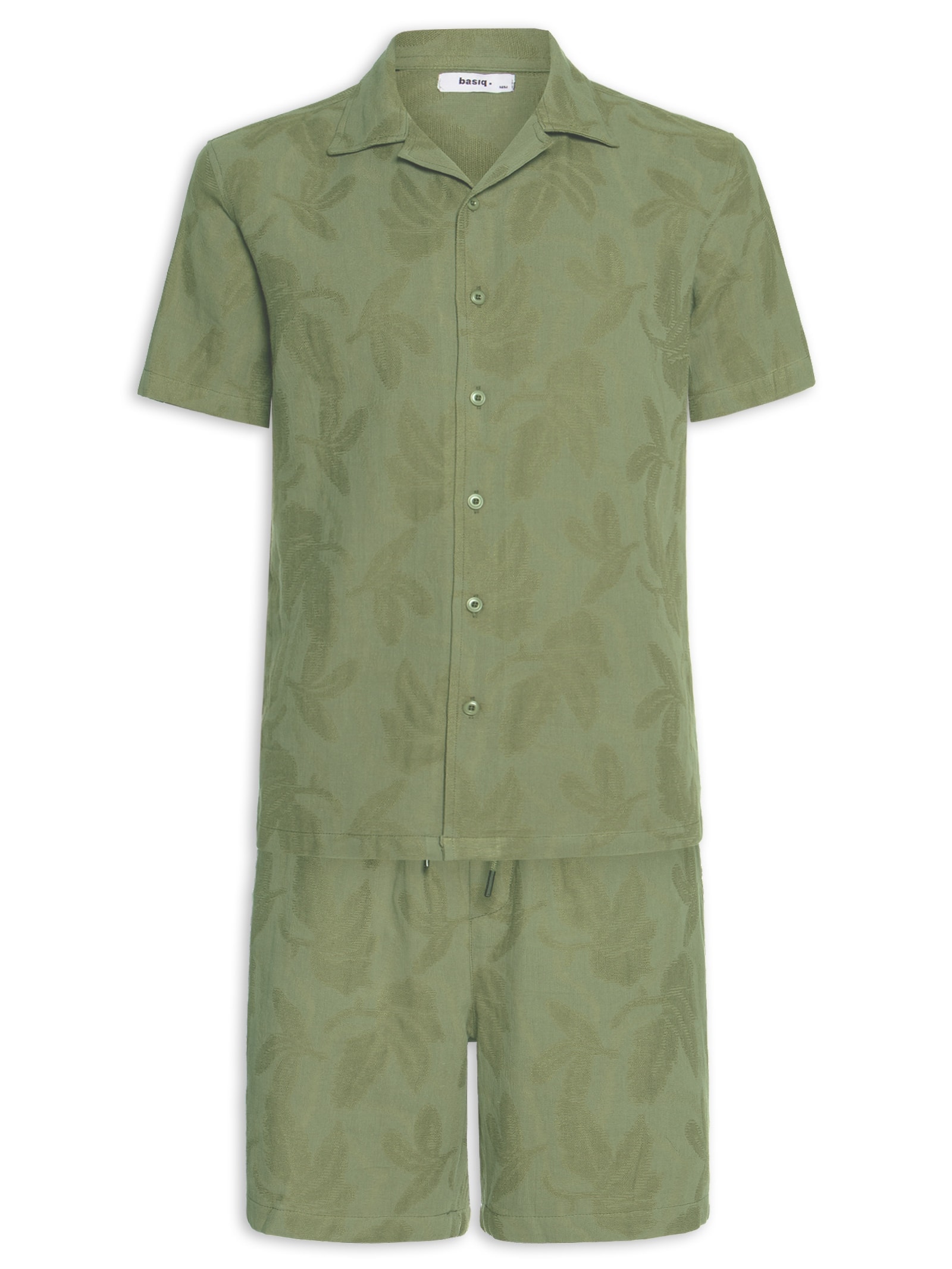 Conjunto Masculino Camisa E Short Estampado Verde Basiq Men