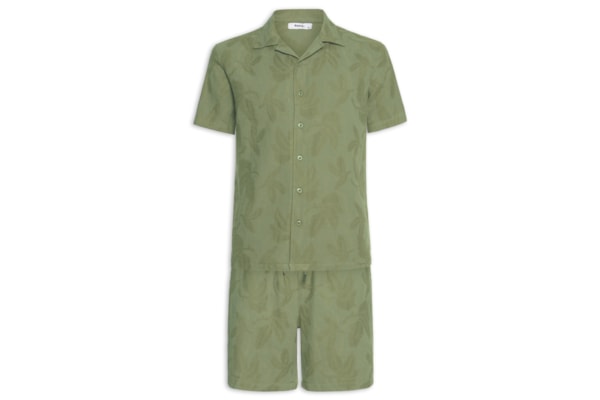 Conjunto Masculino Camisa E Short Estampado - Verde