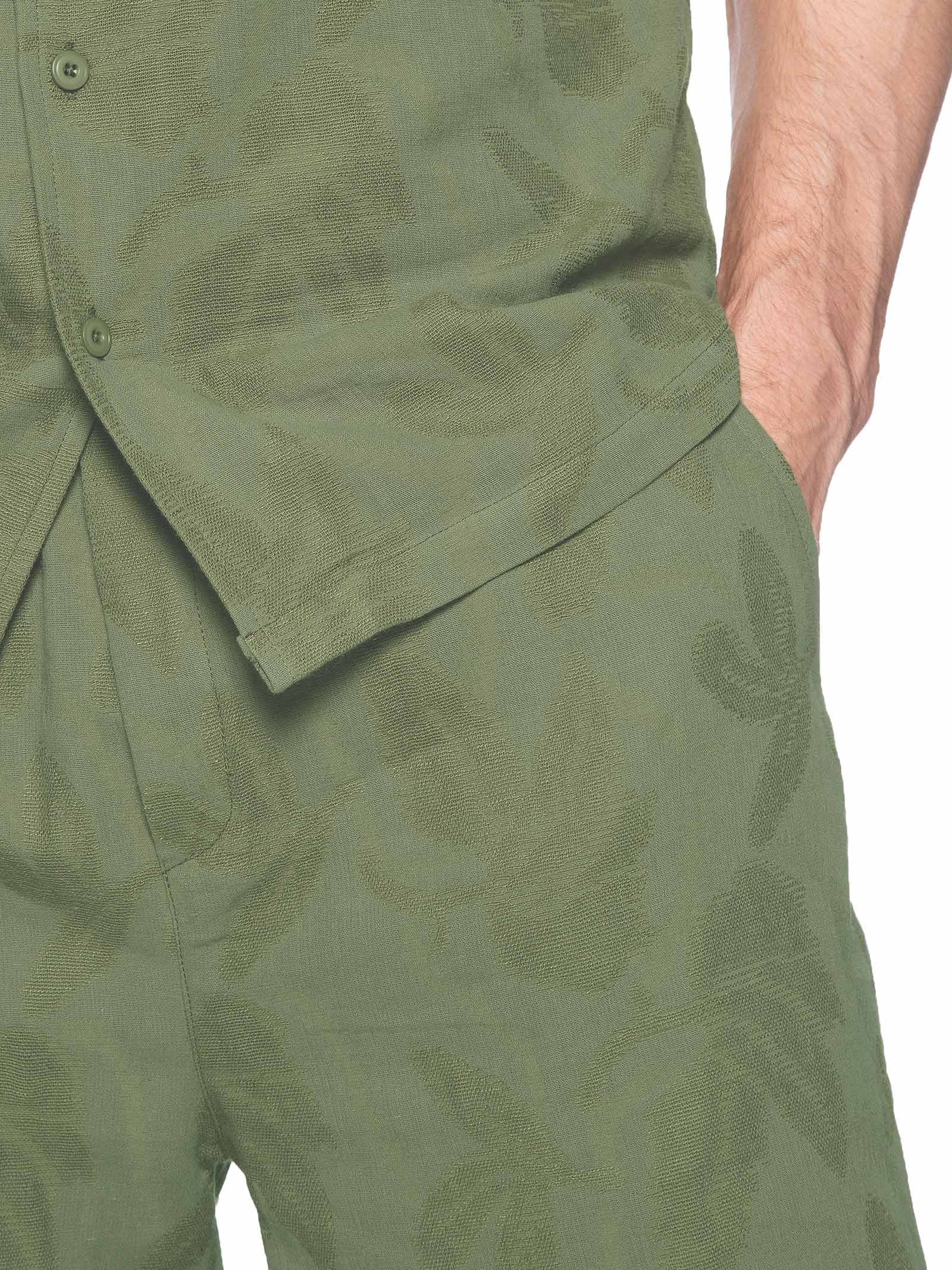 Conjunto Masculino Camisa E Short Estampado Verde Basiq Men