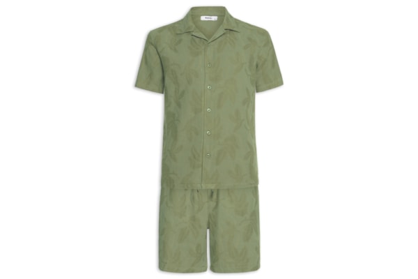 Conjunto Masculino Camisa E Short Estampado - Verde