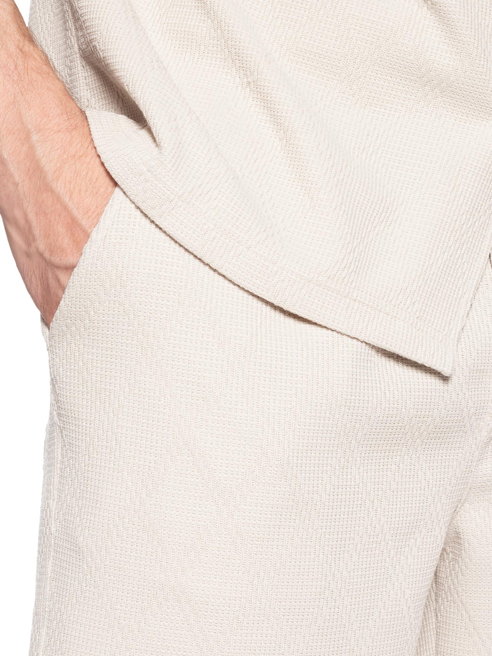 Conjunto Masculino Camisa E Short Texturizado Bege '2 Essential