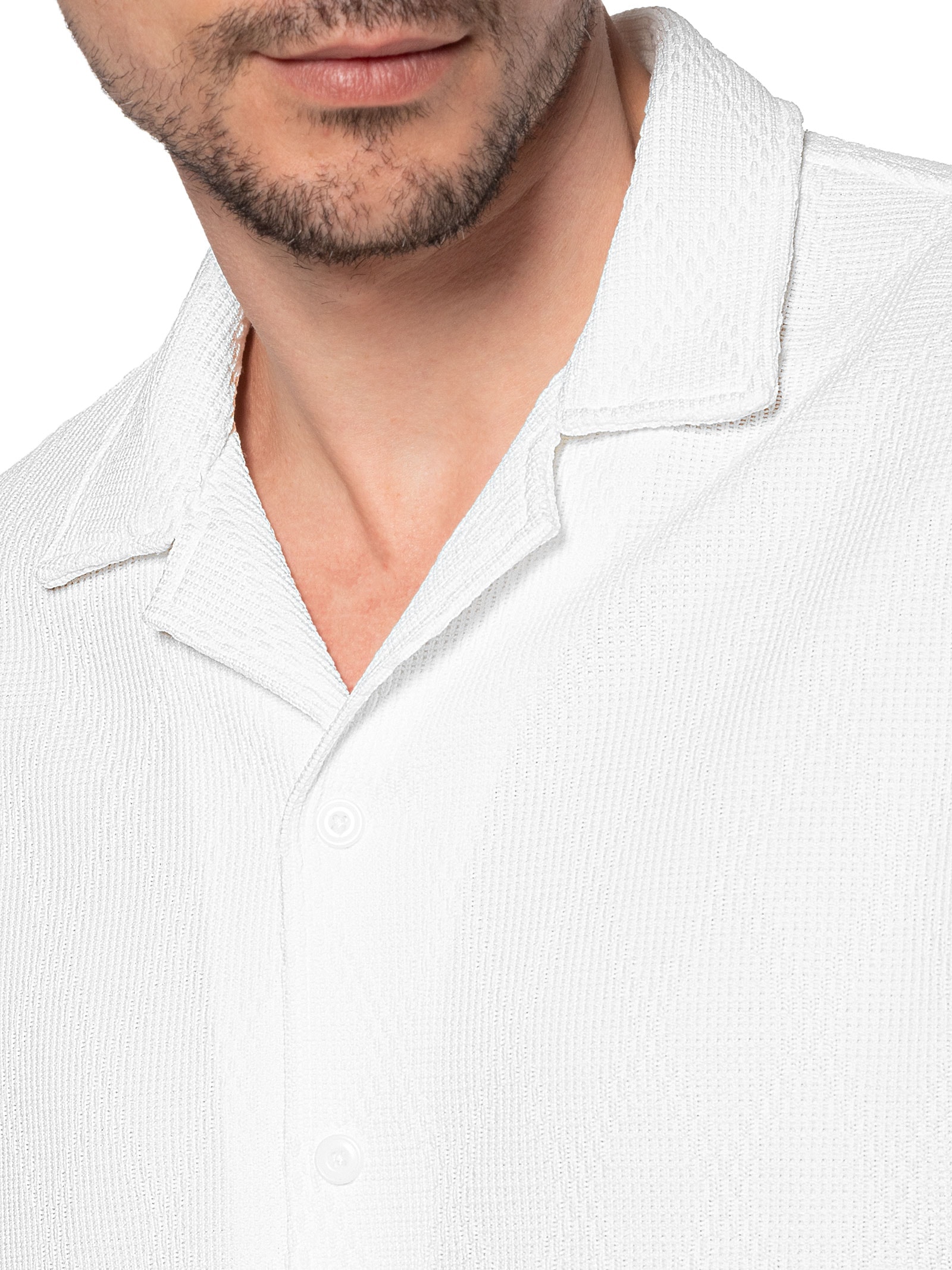 Conjunto Masculino Camisa E Short Texturizado Branco '2 Essential