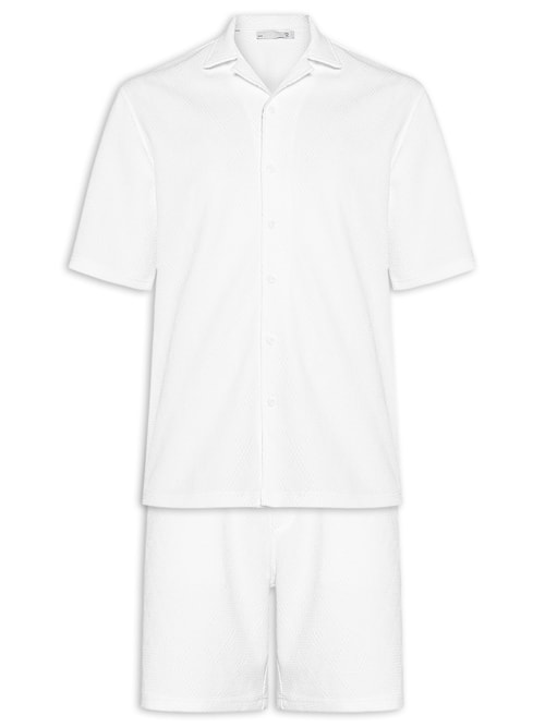 Conjunto Masculino Camisa E Short Texturizado – Branco