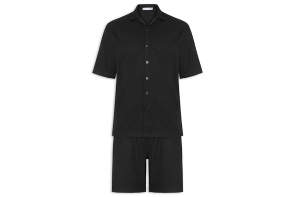 Conjunto Masculino Camisa E Short Texturizado - Preto