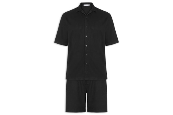 Conjunto Masculino Camisa E Short Texturizado - Preto