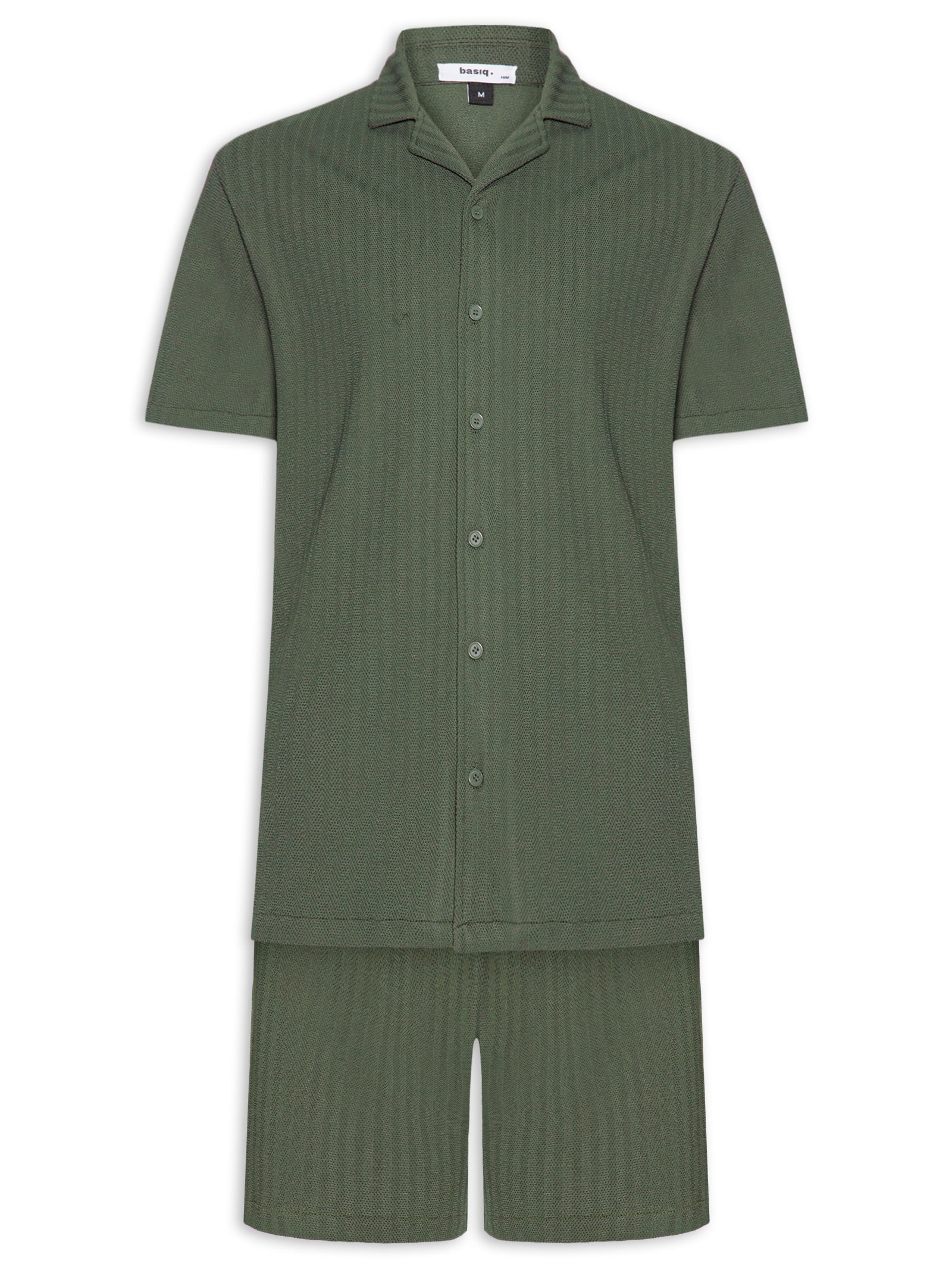 Conjunto Masculino Camisa E Shorts Verde Basiq Men