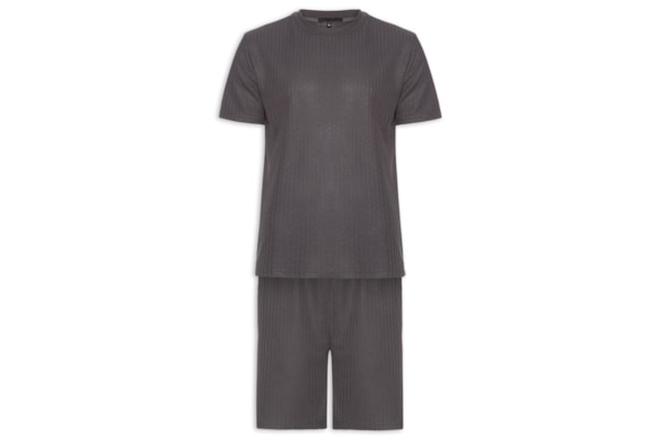 Conjunto Masculino Camiseta E Short Texturizado - Cinza