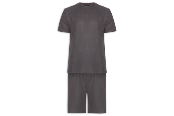Conjunto Masculino Camiseta E Short Texturizado - Cinza