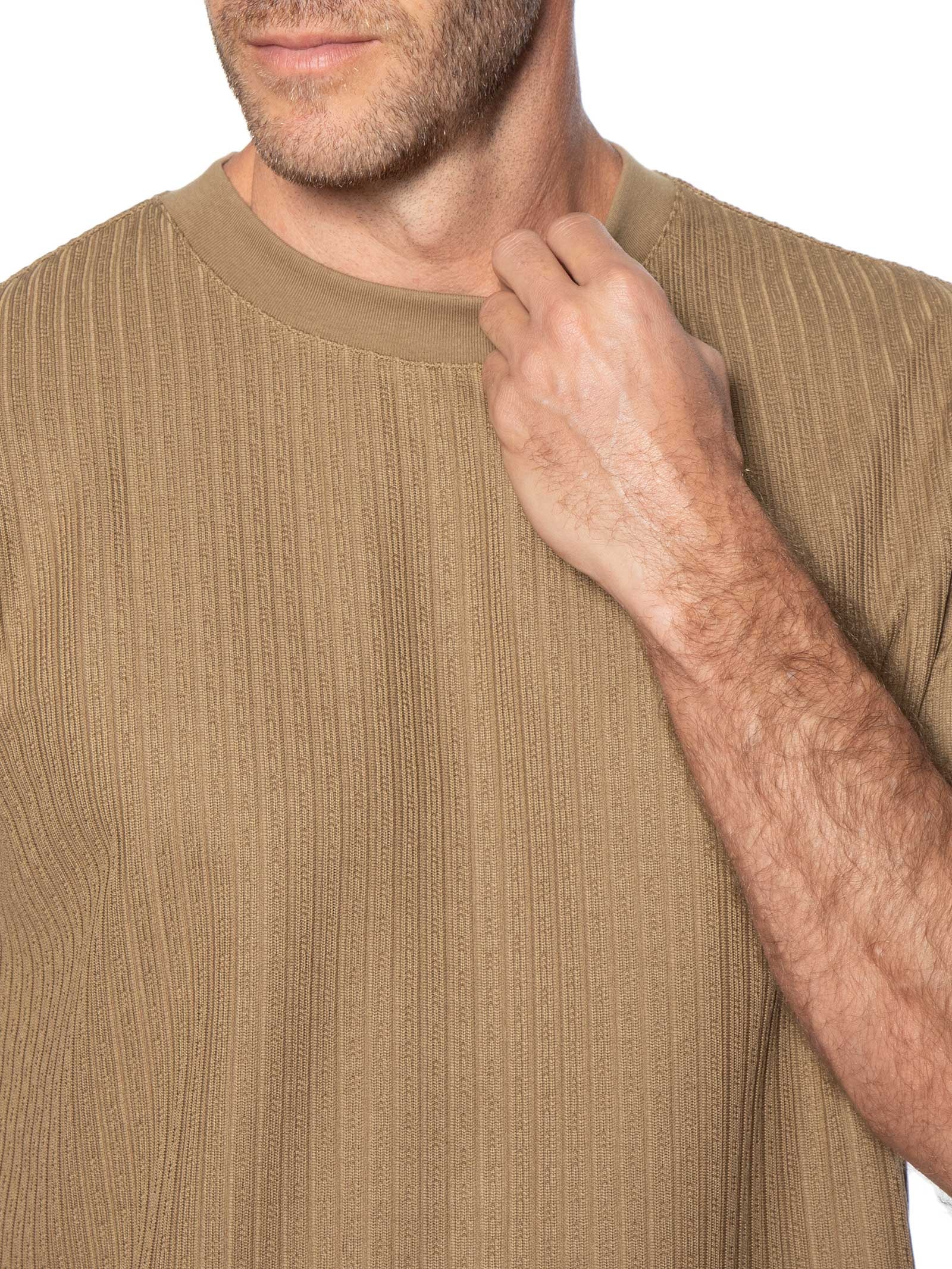 Conjunto Masculino Camiseta E Short Texturizado Marrom '2 Essential