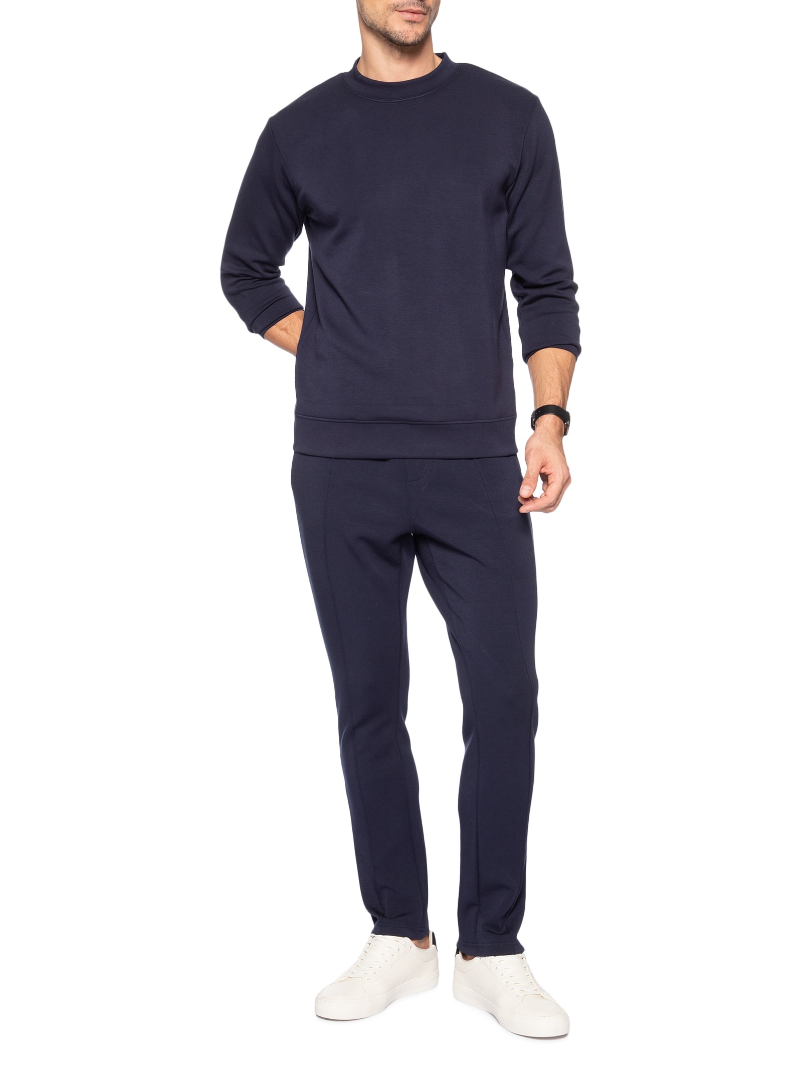 Conjunto Masculino de Moletom Gola Careca Azul '2 Essential